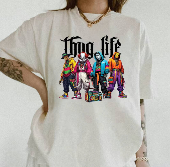 Sweat à capuche avec personnages d'horreur d'Halloween THUG LIFE, TS-C-103