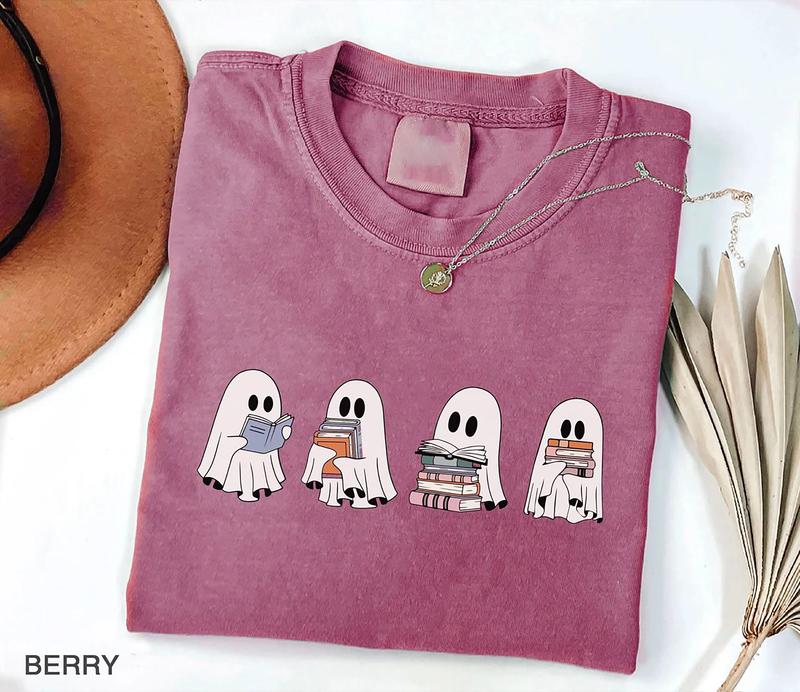 Cute Ghost Reading Books Halloween T-shirt,Crewneck,Hoodie,TS-C-478