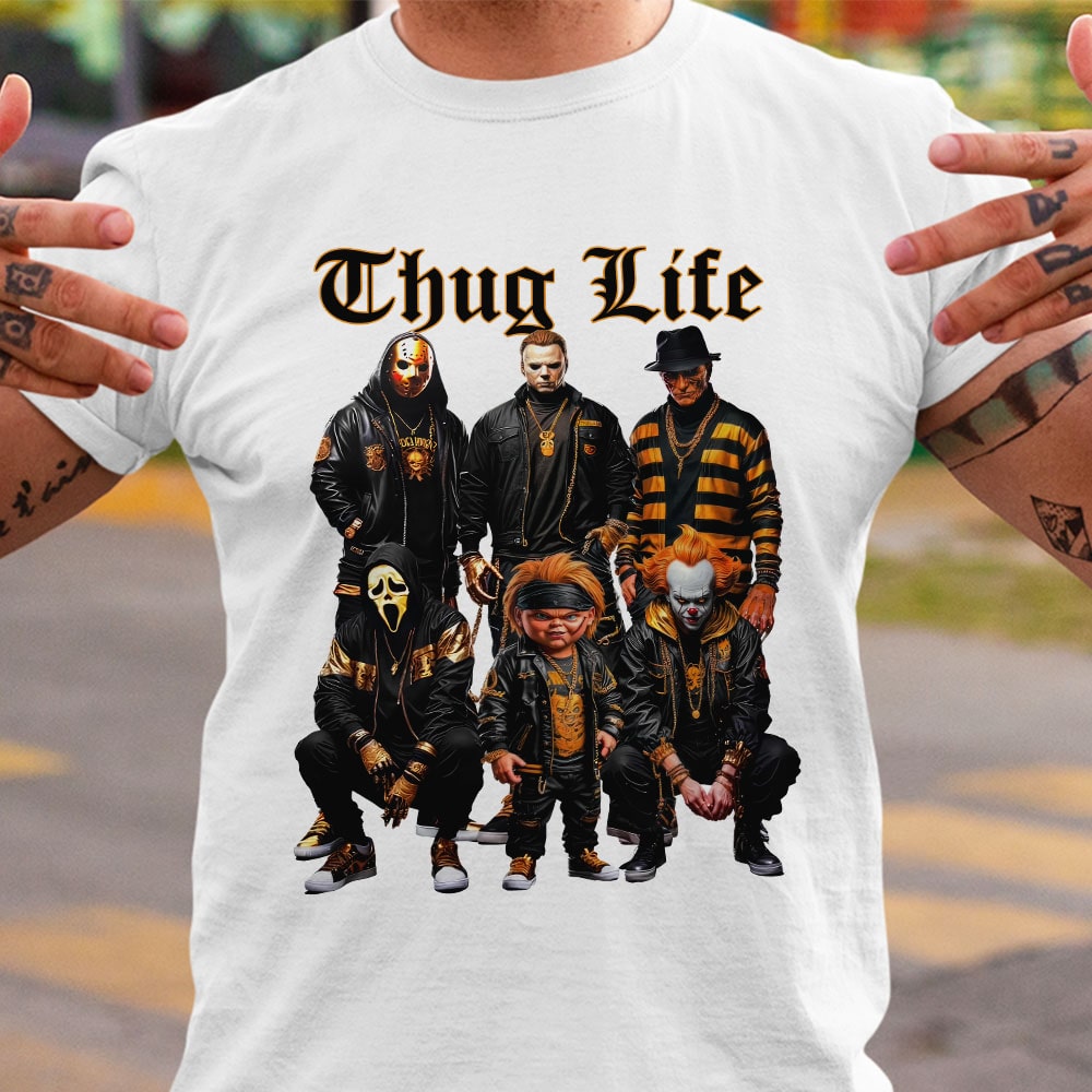 Sweat à capuche avec personnages d'horreur d'Halloween THUG LIFE, TS-C-103