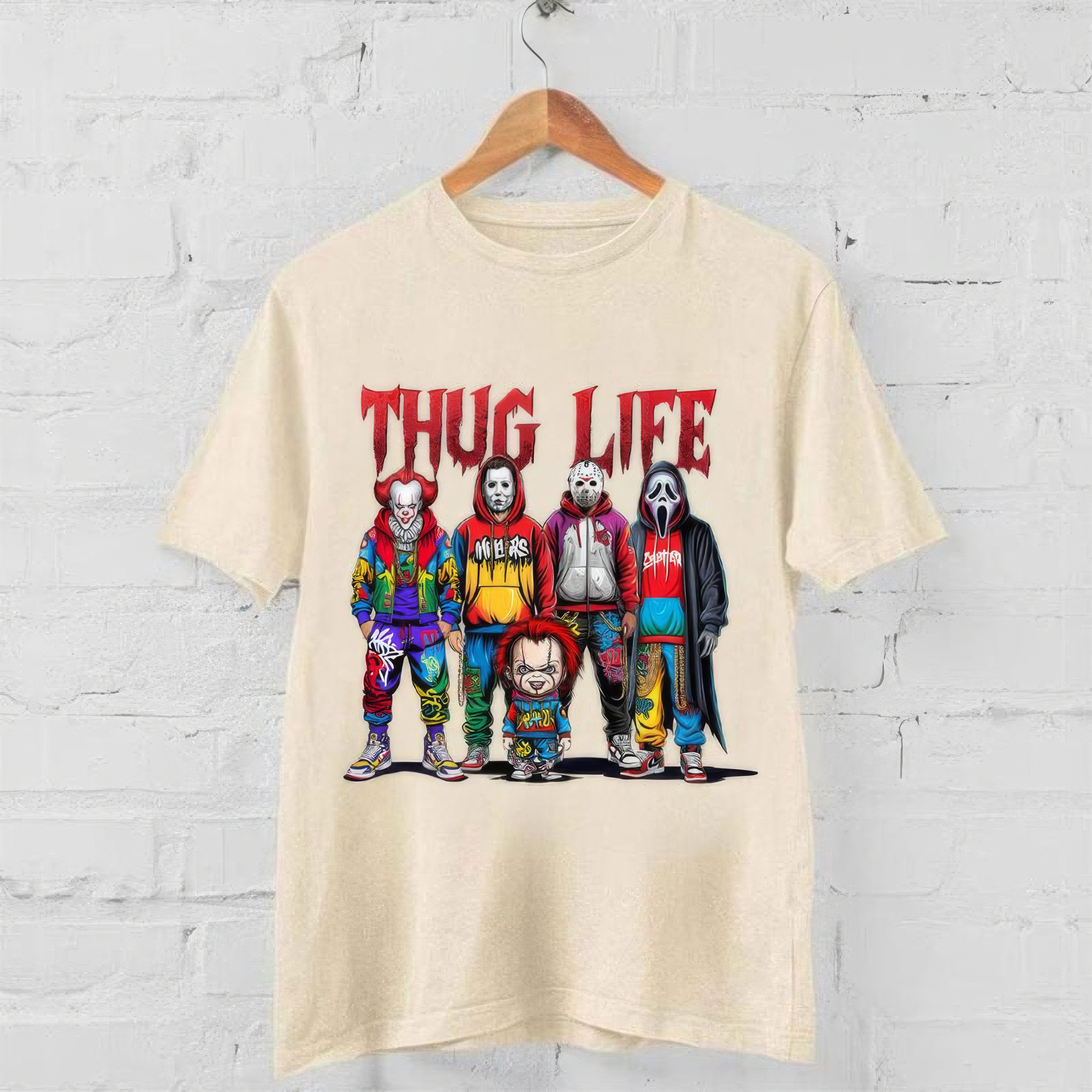 Sweat à capuche avec personnages d'horreur d'Halloween THUG LIFE, TS-C-103