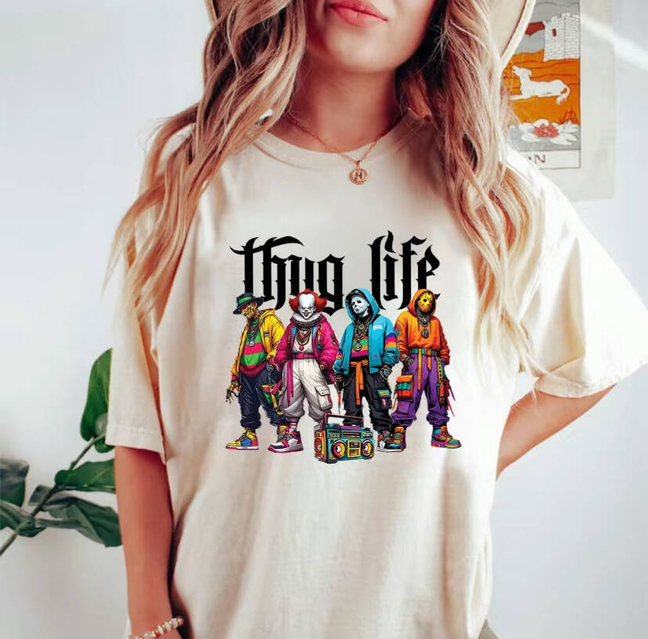 Sweat à capuche avec personnages d'horreur d'Halloween THUG LIFE, TS-C-103