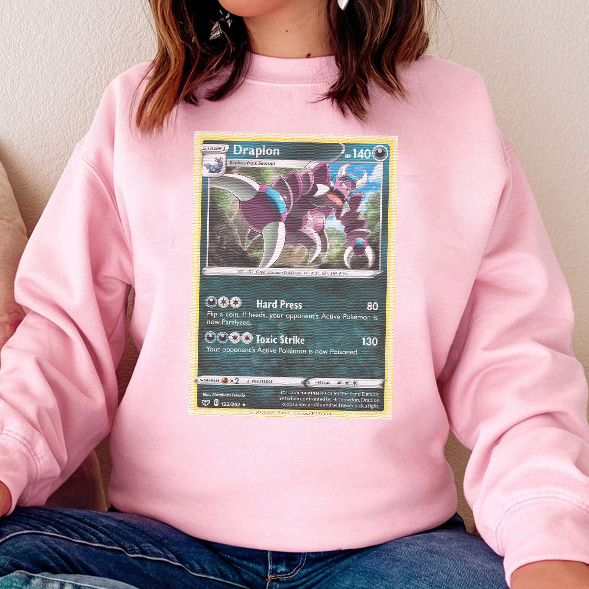 Personalized Pokémon Fabric Trading Card D4 Patch Suture Unisex Crewneck,Perfect Gift for Fans Friends,P-C-23