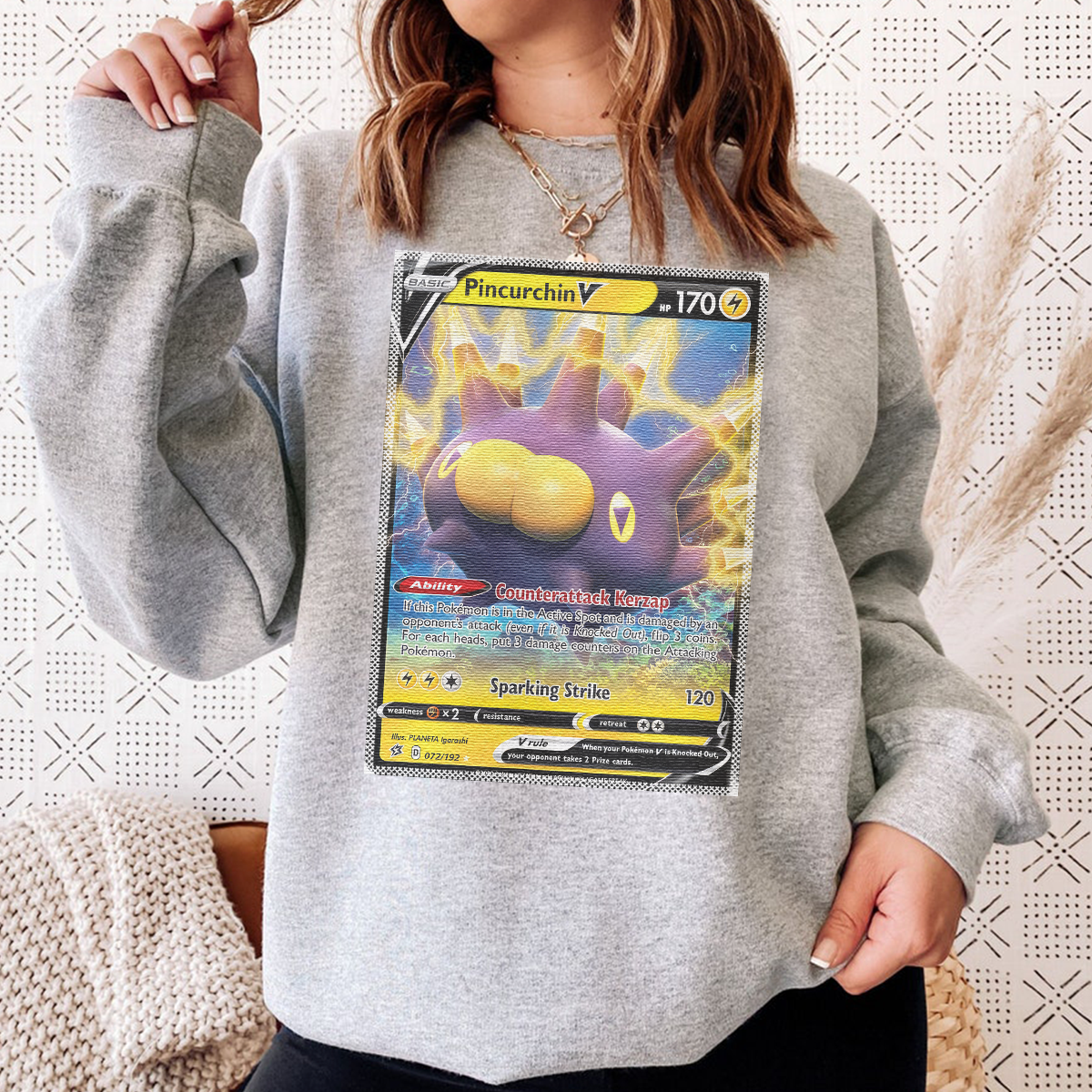 Personalized Pokémon Fabric Trading Card D3 Patch Suture Unisex Crewneck,Perfect Gift for Fans Friends,P-C-20