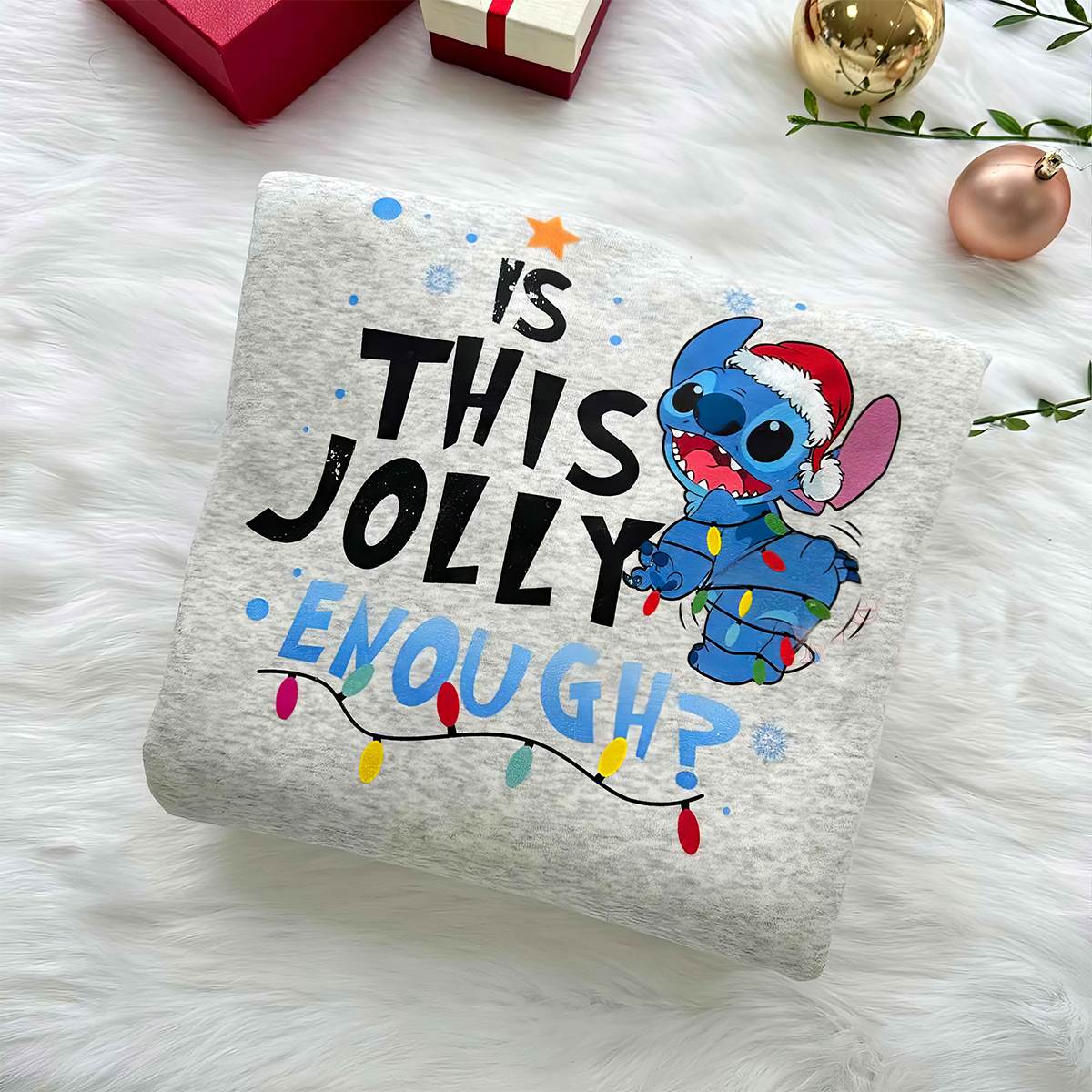 Is This Jolly Enough Stitch Christmas T-Shirt,Crewneck,Hoodie,TS-C-395