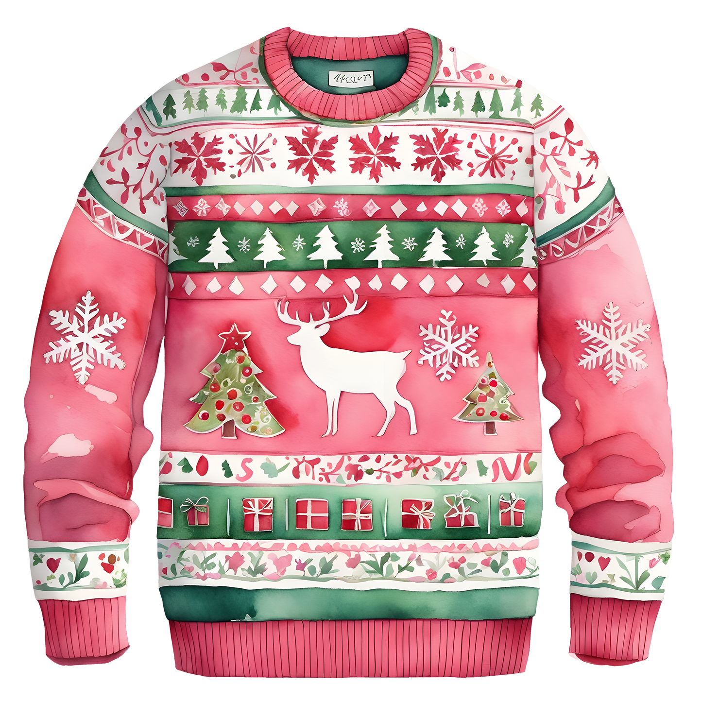 Cheerful Reindeer Colorful Ugly Christmas Sweater,Adorable Holiday Edition,TS-C-688