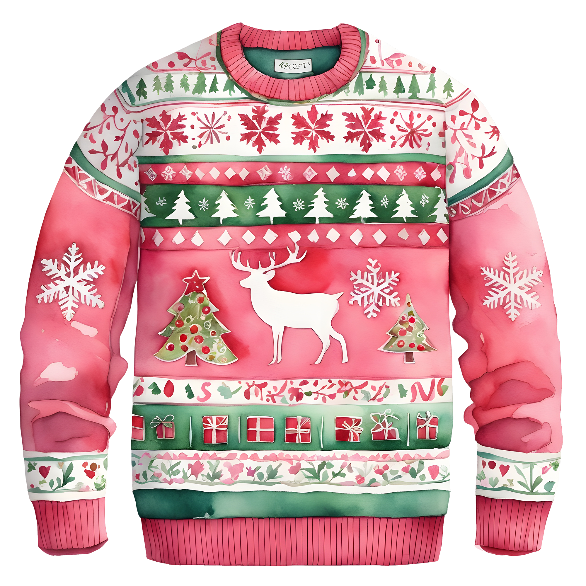 Cheerful Reindeer Colorful Ugly Christmas Sweater,Adorable Holiday Edition,TS-C-688