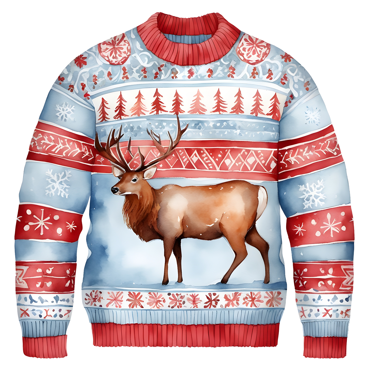 Cheerful Reindeer Colorful Ugly Christmas Sweater,Adorable Holiday Edition,TS-C-689