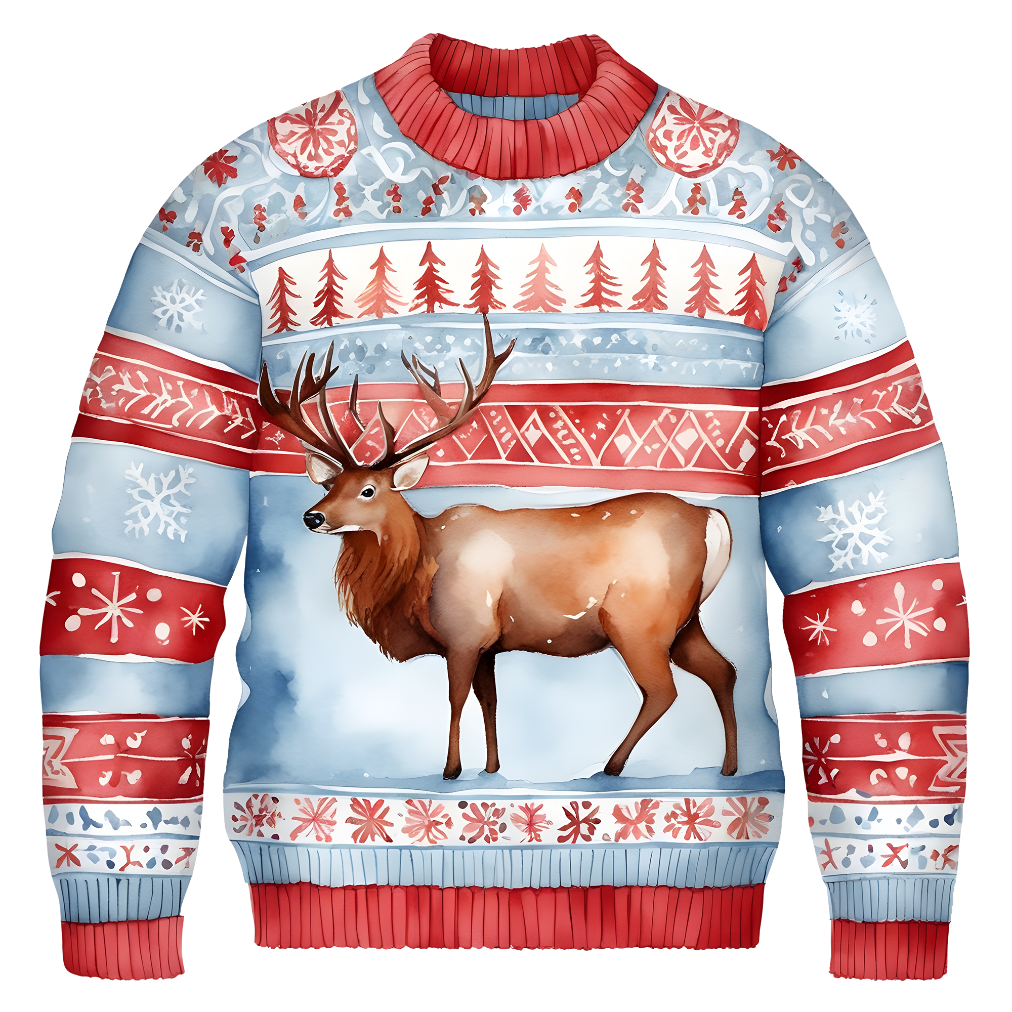 Cheerful Reindeer Colorful Ugly Christmas Sweater,Adorable Holiday Edition,TS-C-689