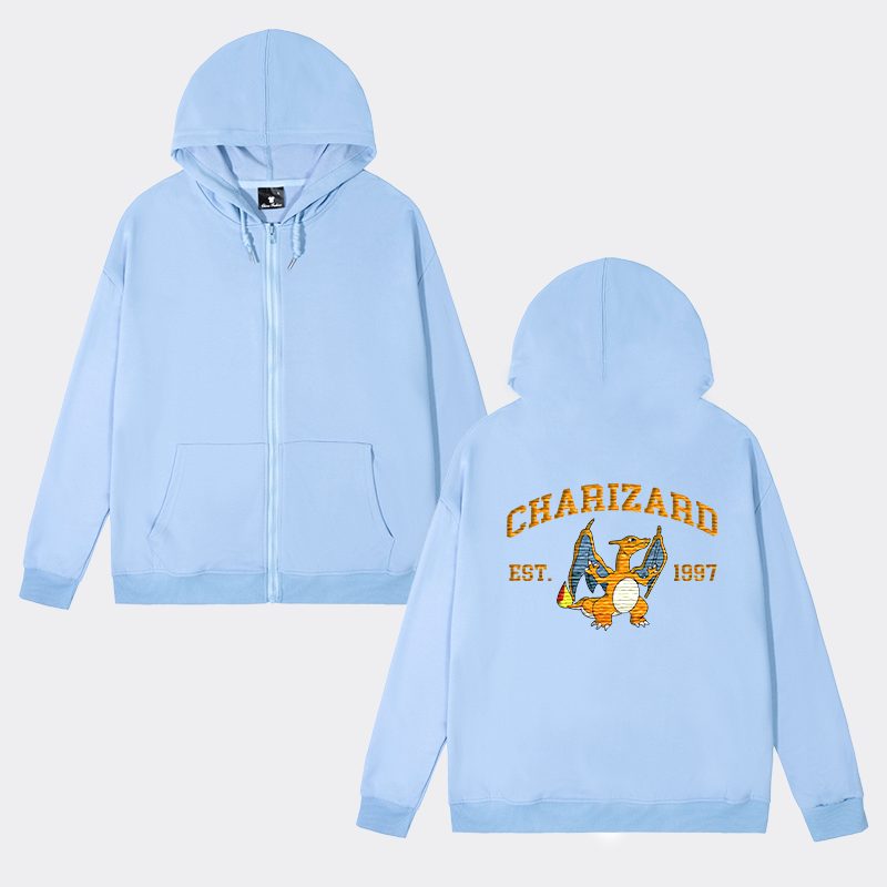 Charizard Adorable Anime-Themed Embroidered T-Shirt,Crewneck,Hoodie-Trendy Versatile and a Thoughtful Gift for Friends,H-C-714