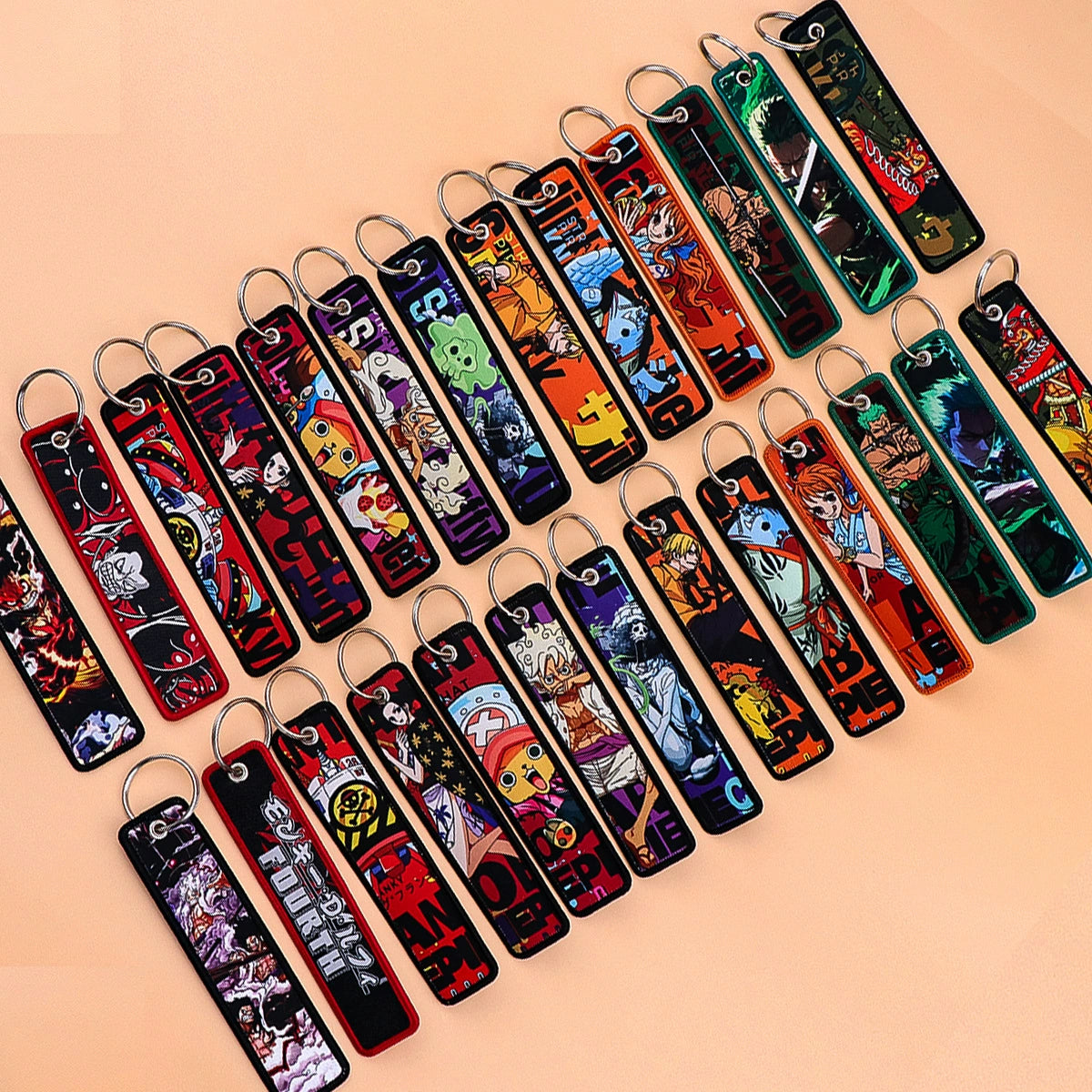 One Piece Luffy Woven Label Keychain, Zoro Cartoon Keychain, Bag Pendant Accessory,018