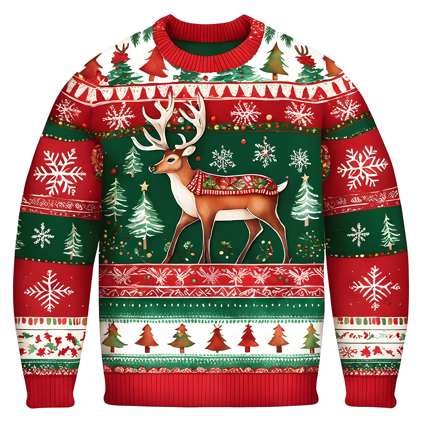 Cheerful Reindeer Colorful Ugly Christmas Sweater,Adorable Holiday Edition,TS-C-687