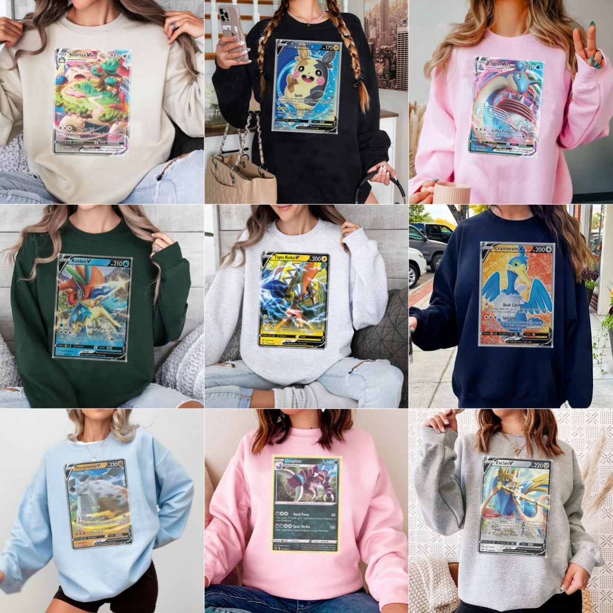 Personalized Pokémon Fabric Trading Card D4 Patch Suture Unisex Crewneck,Perfect Gift for Fans Friends,P-C-23