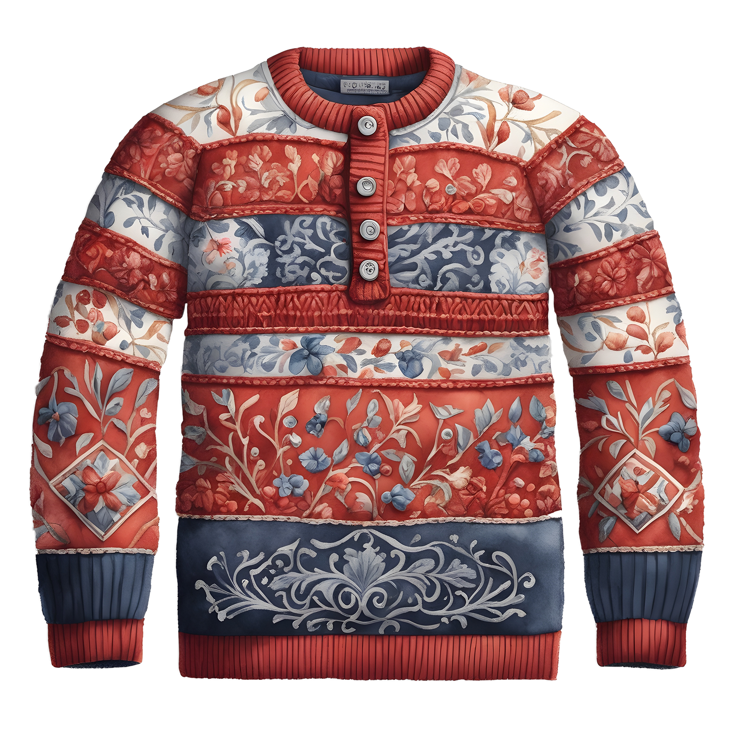 Floral Design Button-Up Ugly Christmas Sweater,For Gift,TS-C-681