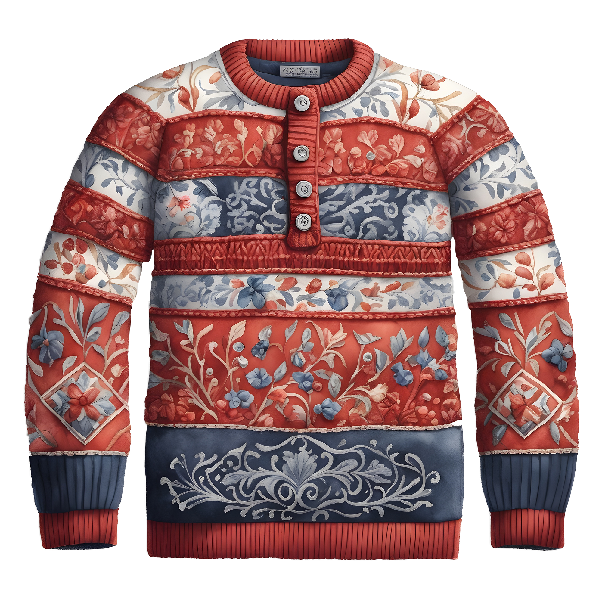 Floral Design Button-Up Ugly Christmas Sweater,For Gift,TS-C-681