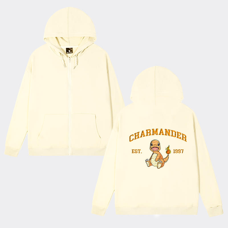 Charmander Adorable Anime-Themed Embroidered T-Shirt,Crewneck,Hoodie-Trendy Versatile and a Thoughtful Gift for Friends,H-C-715