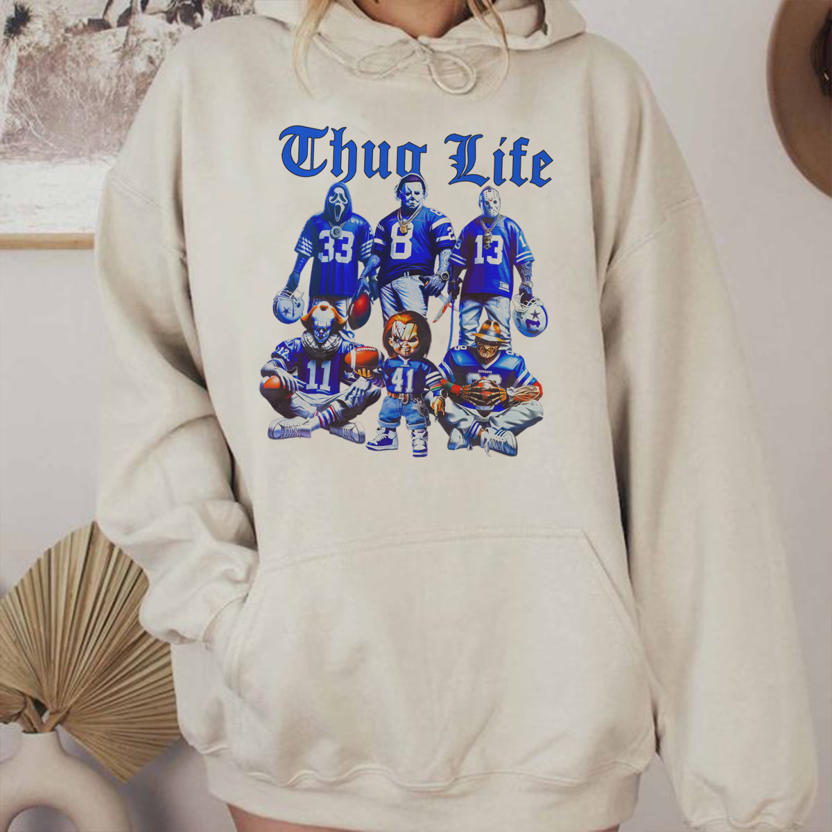 Sweat à capuche avec personnages d'horreur d'Halloween THUG LIFE, TS-C-103