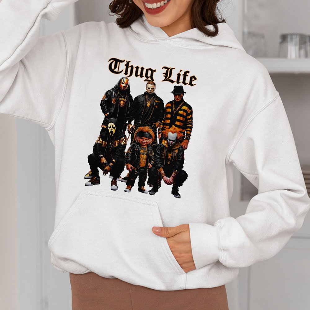 Sweat à capuche avec personnages d'horreur d'Halloween THUG LIFE, TS-C-103