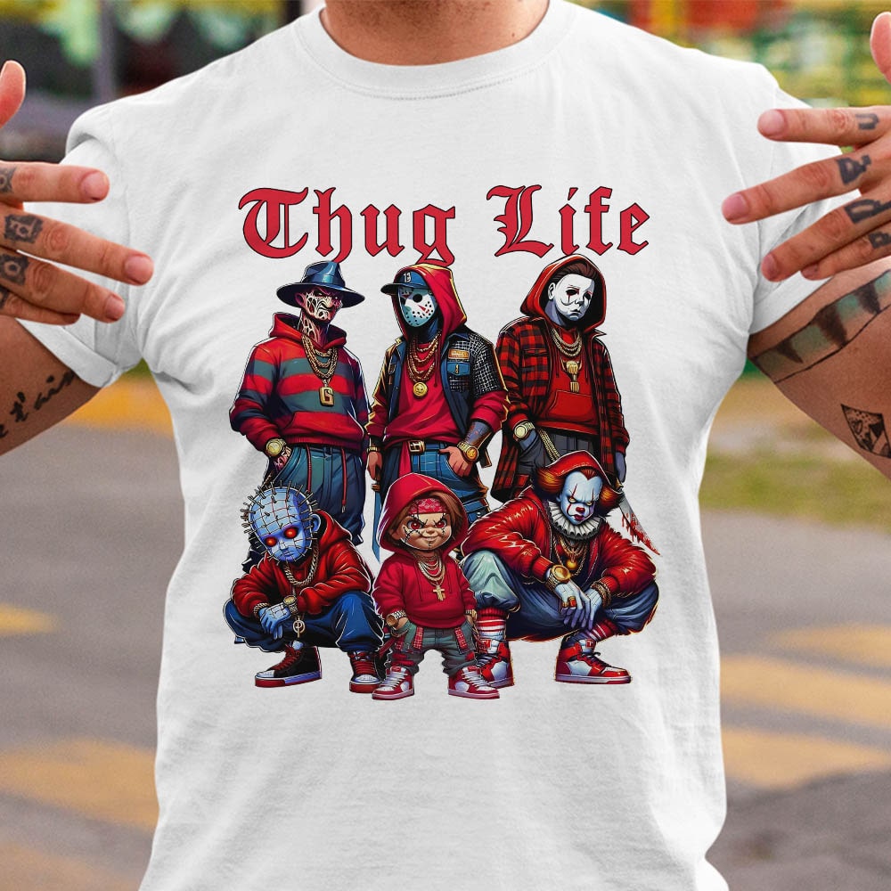 Sweat à capuche avec personnages d'horreur d'Halloween THUG LIFE, TS-C-103