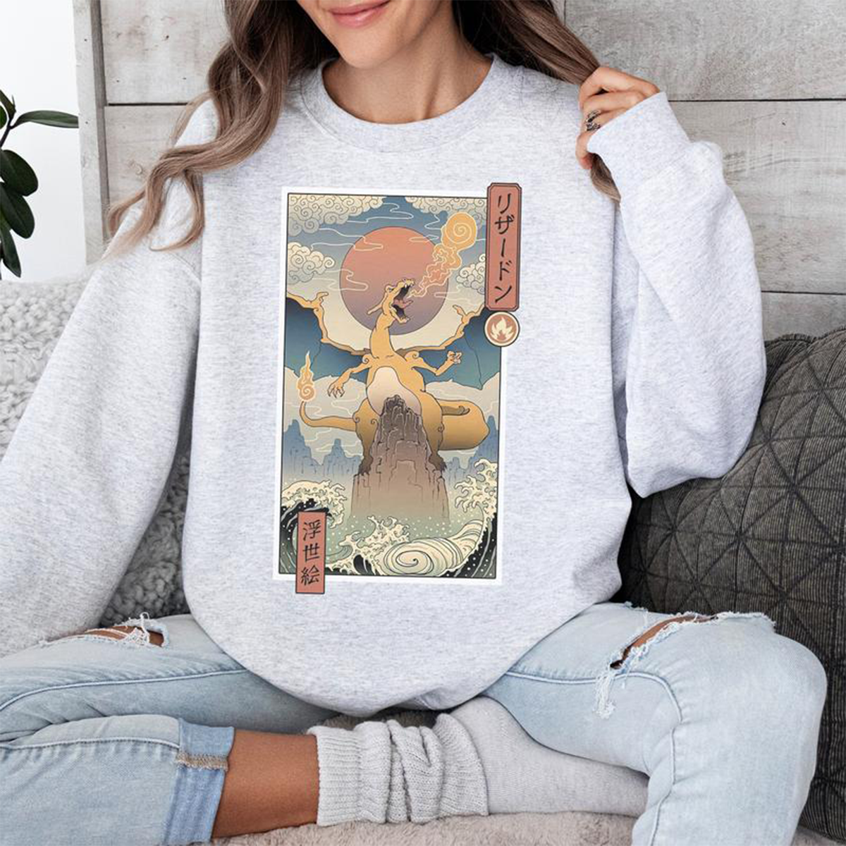 Fire Dragon Type Mon Inspired Graphic Anime T-Shirt,Crewneck,Hoodie,TS-C-484