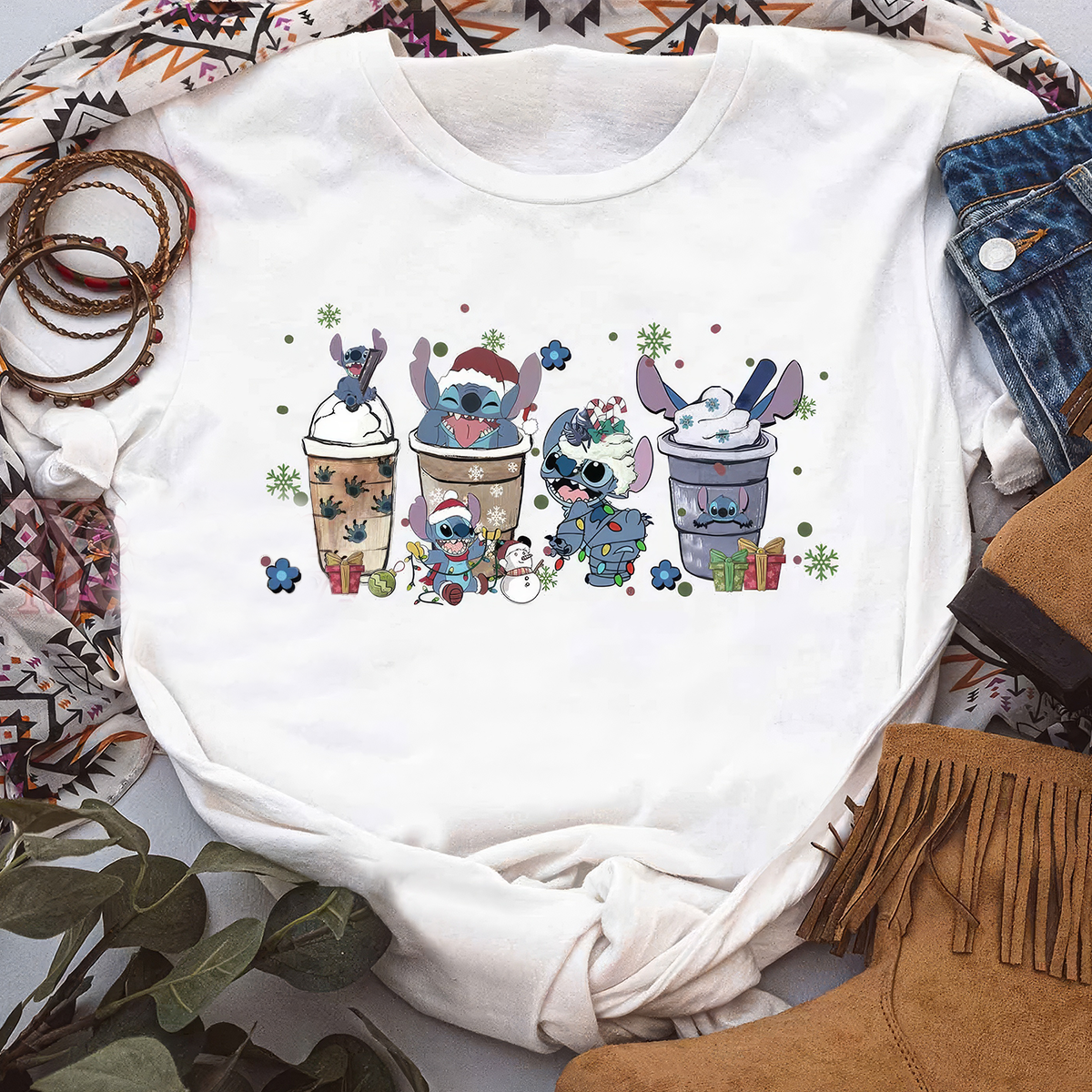 Stitch Coffee Cups Christmas Lamps T-Shirt,Crewneck,Hoodie,TS-C-404