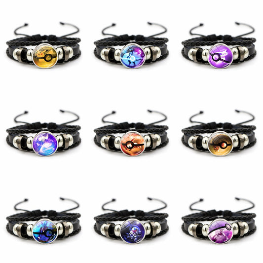 Cute and Magical Black Woven Leather Button Bracelet,A Perfect Gift for Friends and Family,B02