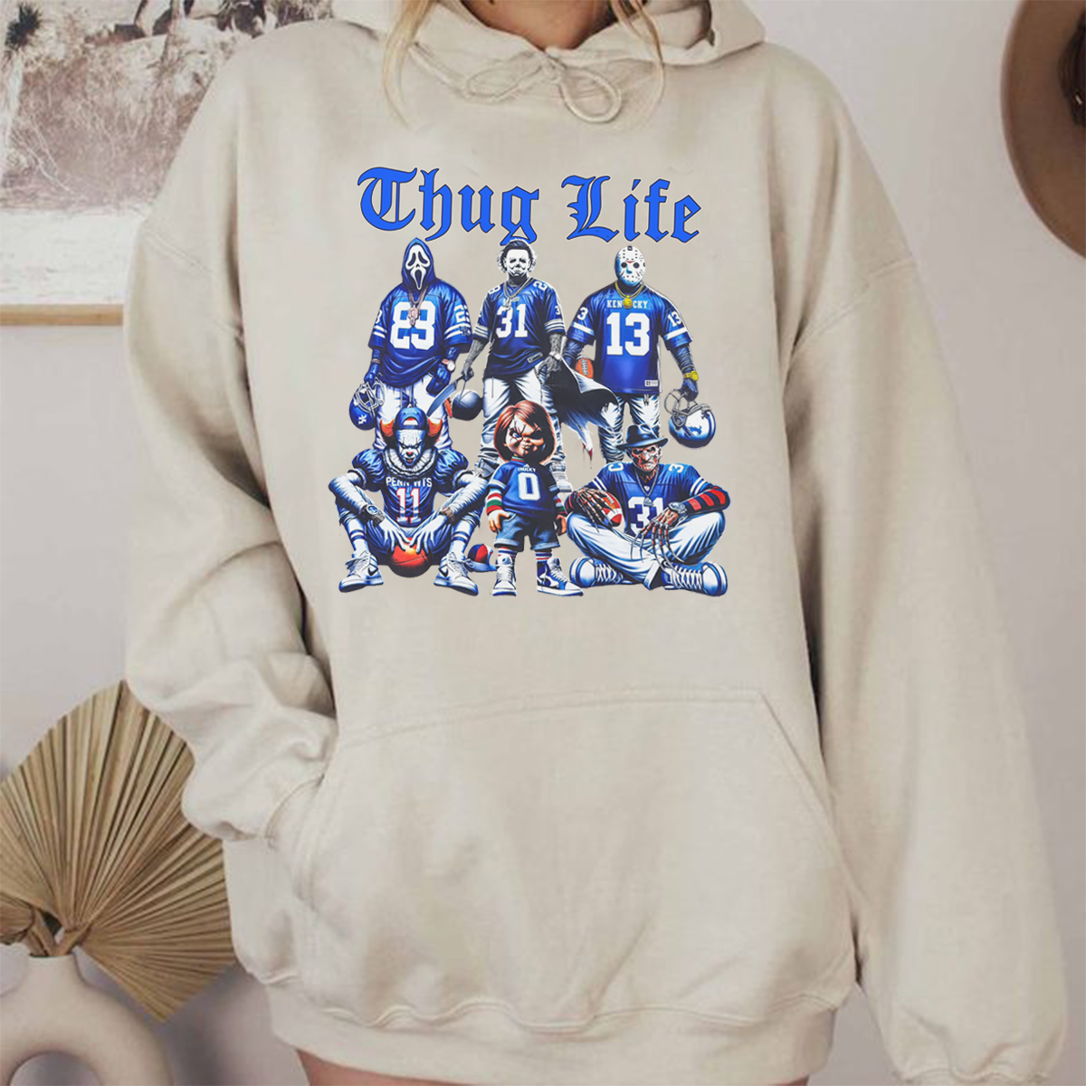 Sweat à capuche avec personnages d'horreur d'Halloween THUG LIFE, TS-C-103