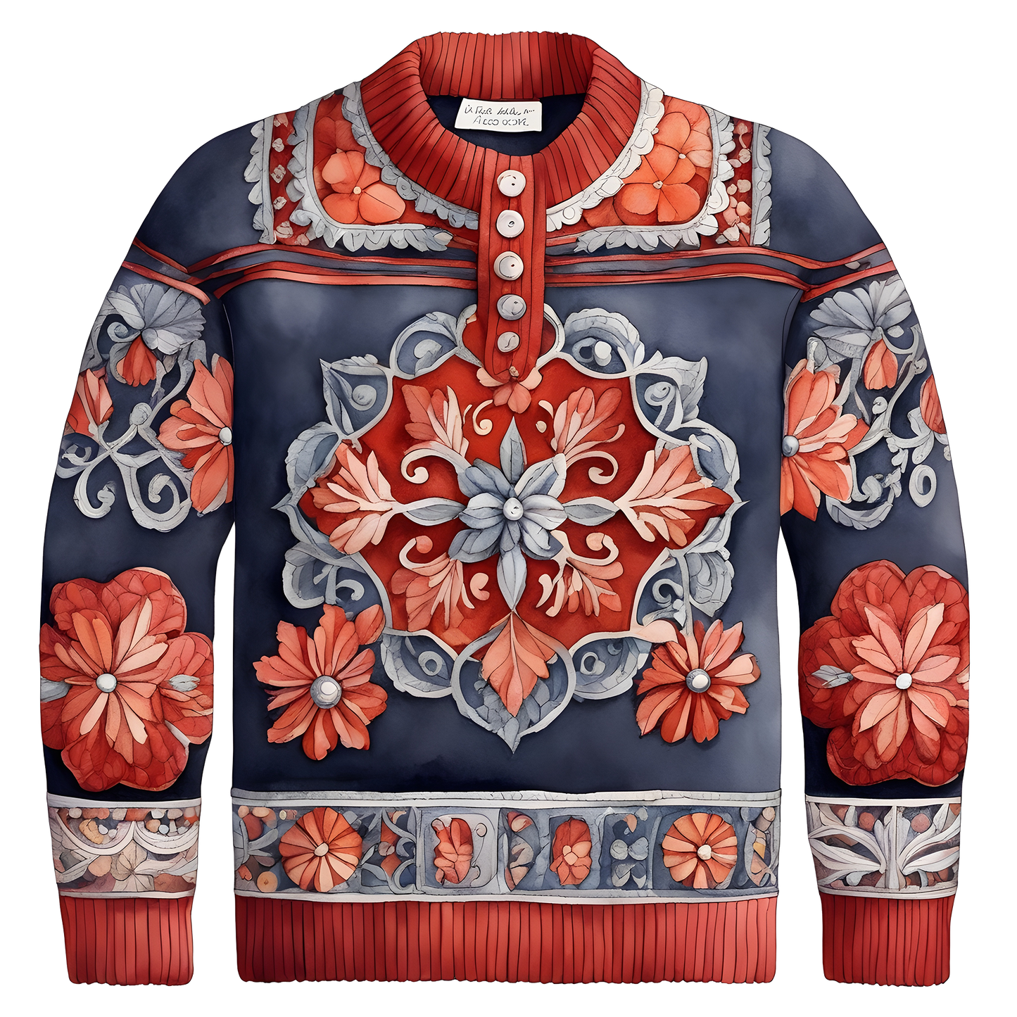 Floral Design Button-Up Ugly Christmas Sweater,For Gift,TS-C-681