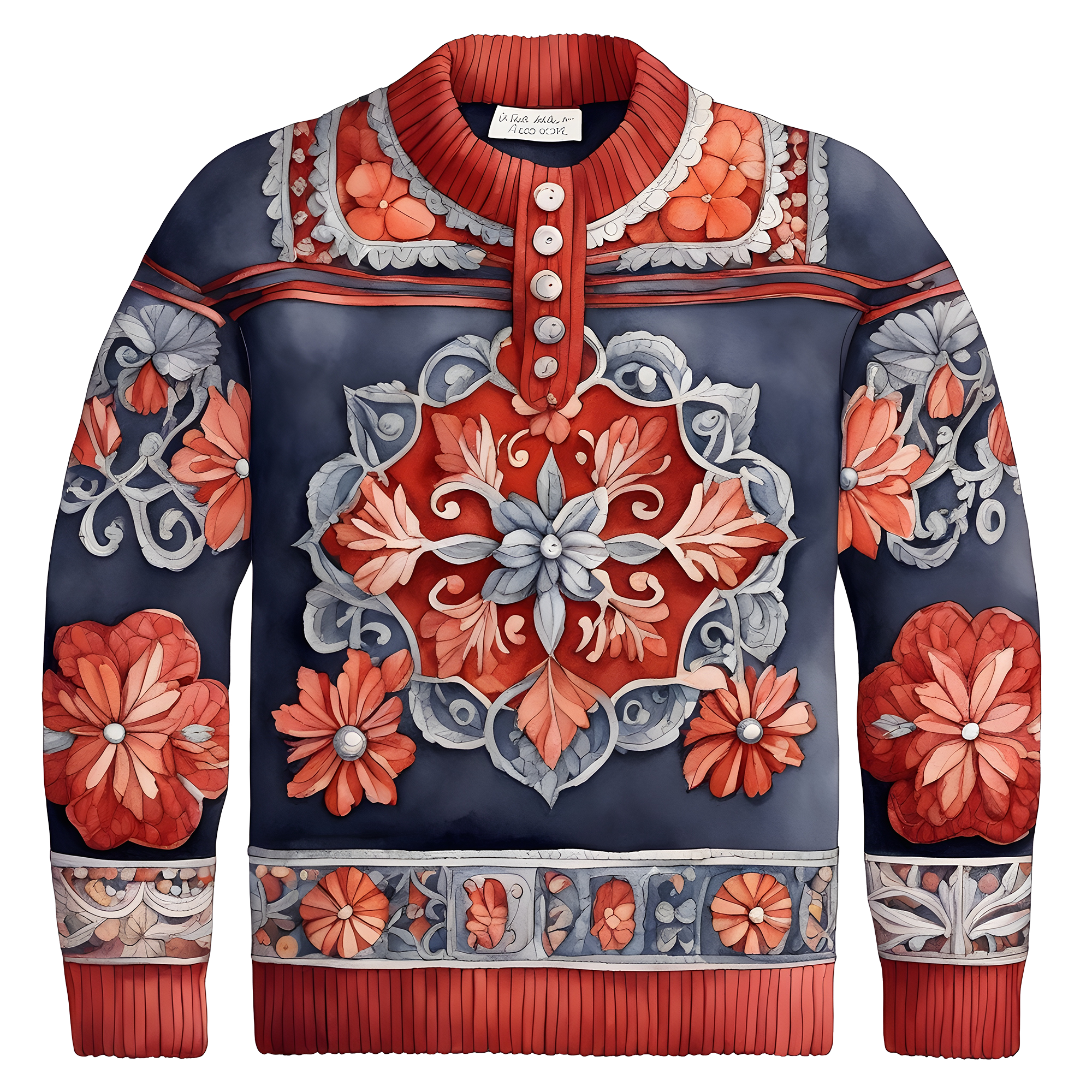 Floral Design Button-Up Ugly Christmas Sweater,For Gift,TS-C-681