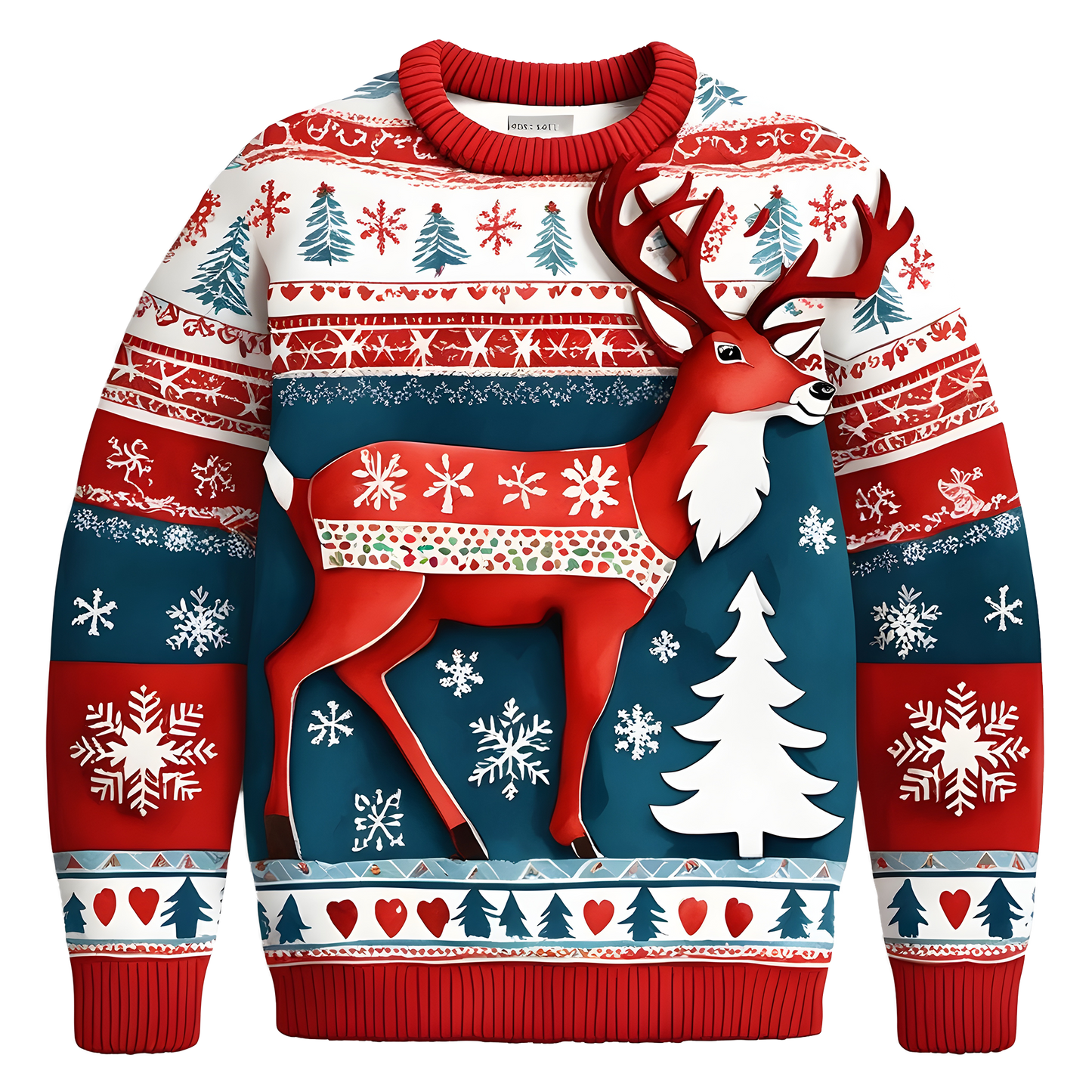 Cheerful Reindeer Colorful Ugly Christmas Sweater,Adorable Holiday Edition,TS-C-687