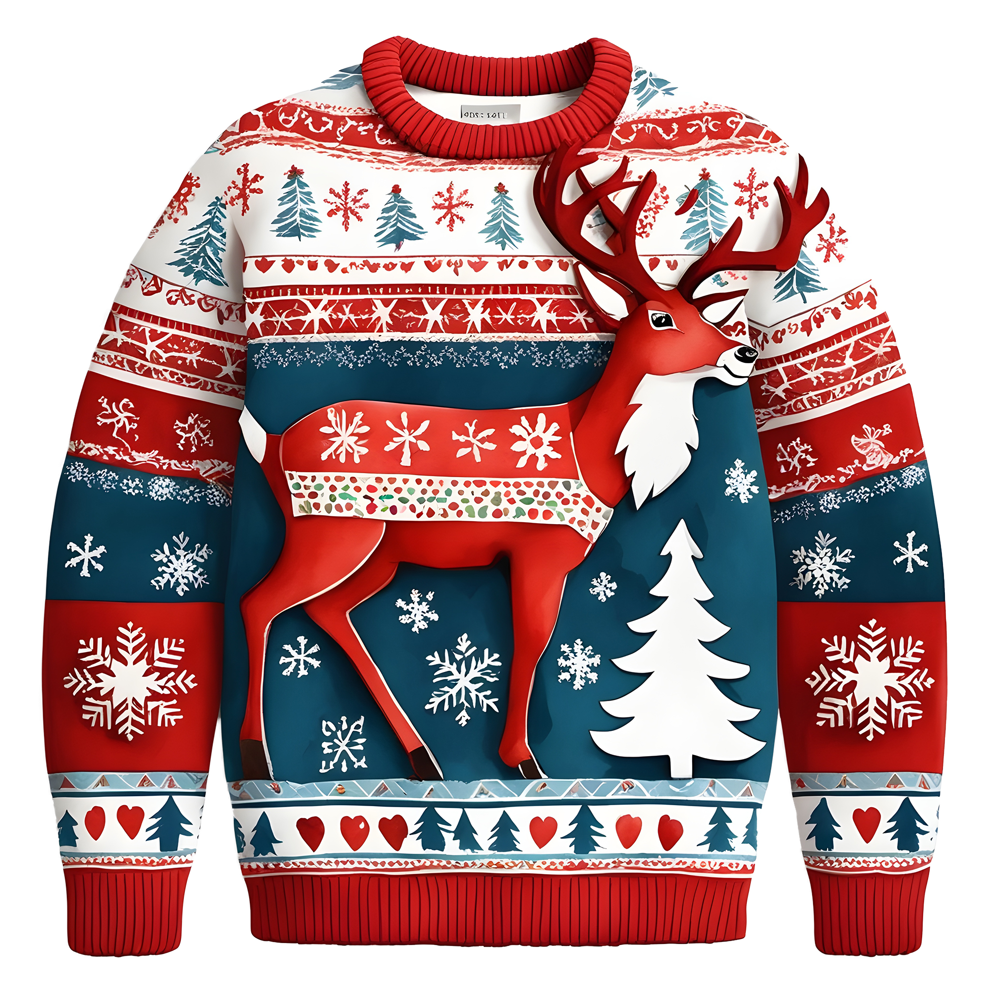 Cheerful Reindeer Colorful Ugly Christmas Sweater,Adorable Holiday Edition,TS-C-687