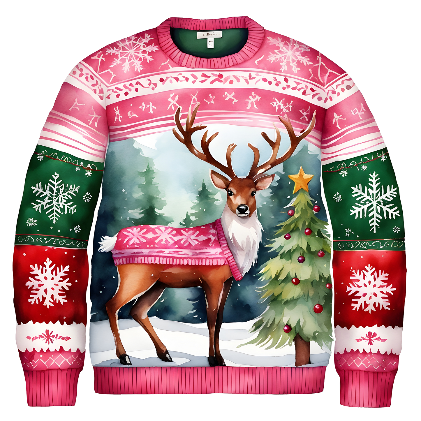 Cheerful Reindeer Colorful Ugly Christmas Sweater,Adorable Holiday Edition,TS-C-688
