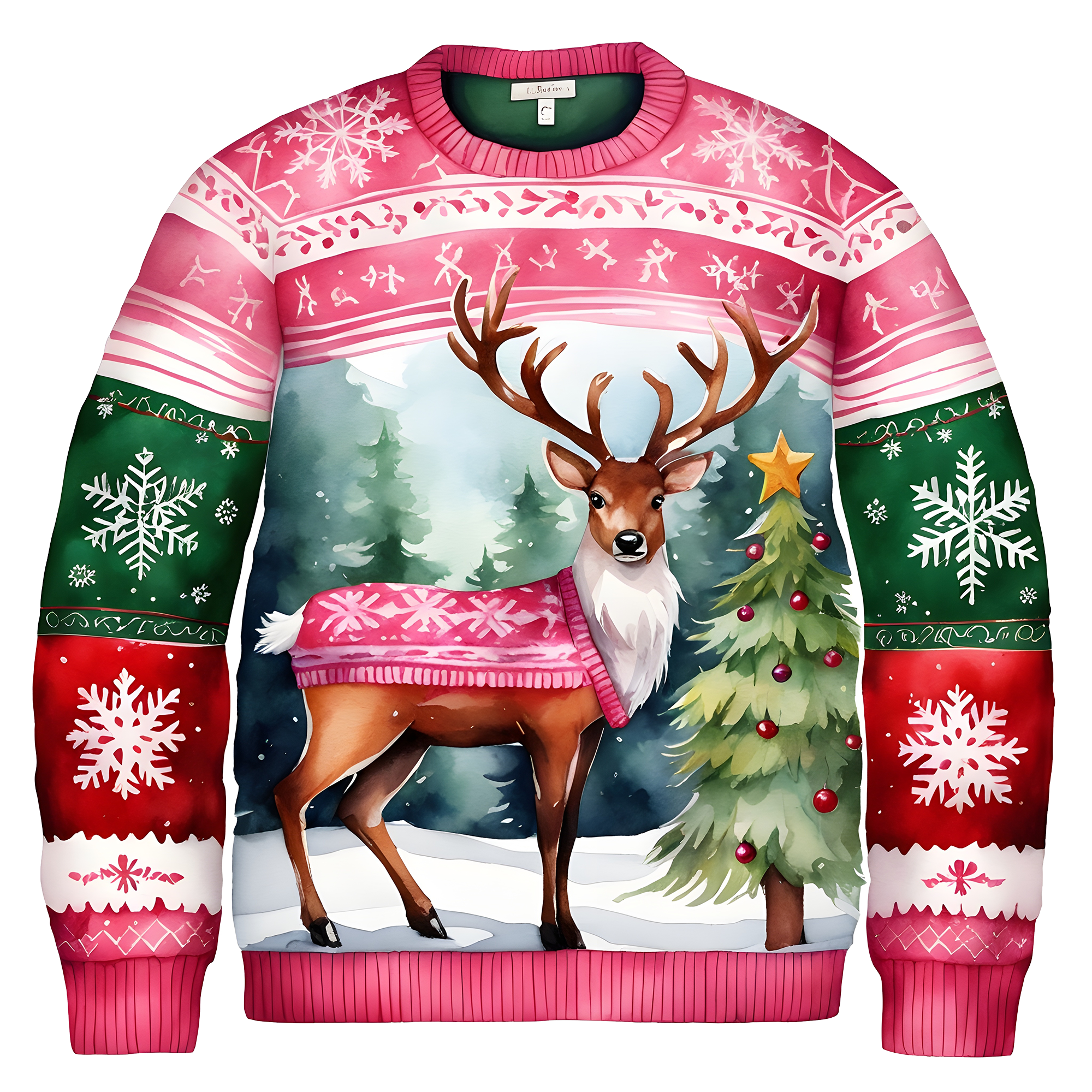 Cheerful Reindeer Colorful Ugly Christmas Sweater,Adorable Holiday Edition,TS-C-688