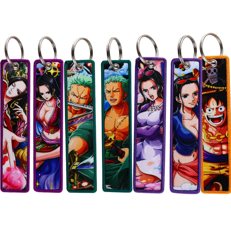 One Piece Luffy Woven Label Keychain, Zoro Cartoon Keychain, Bag Pendant Accessory,018