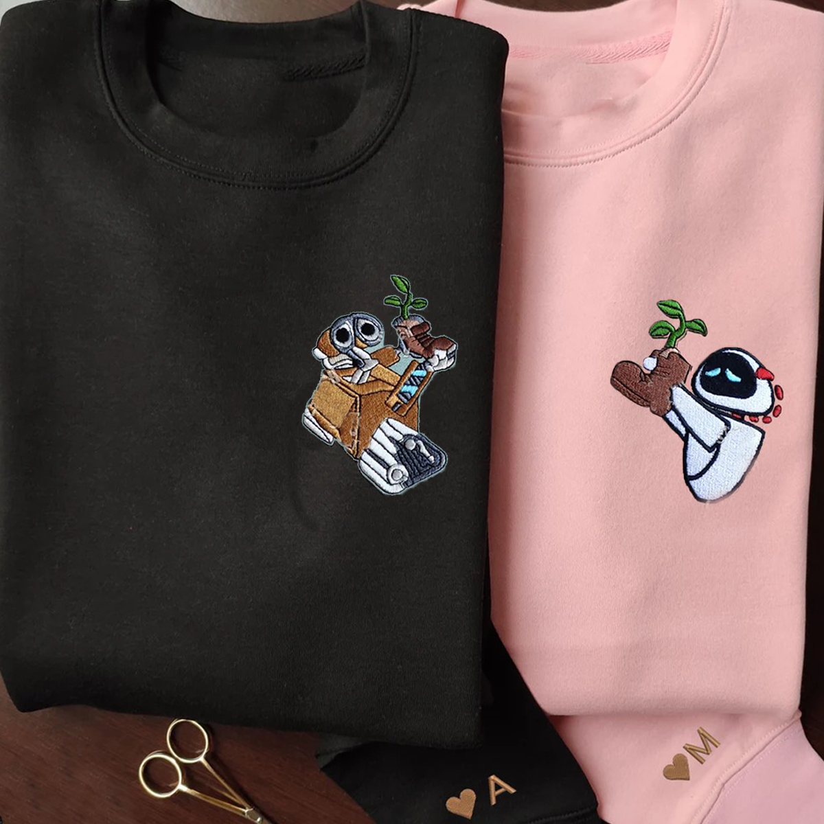 Embroidered Lovely Droid Couple Character T-Shirt,Crewneck,Hoodie,TS-C-467