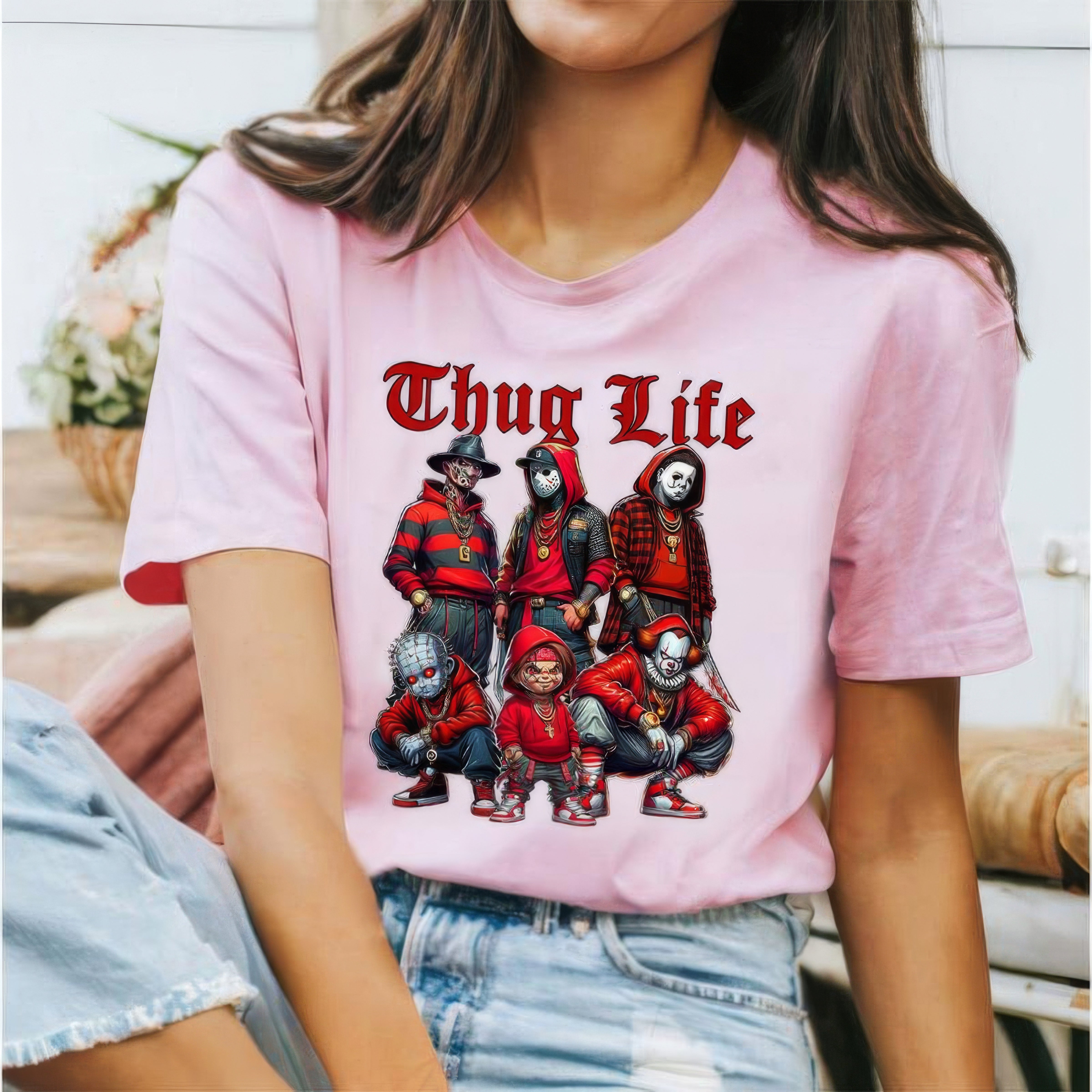 Thug Life Halloween Horror Graphic T-Shirt,Crewneck,Hoodie,TS-C-195