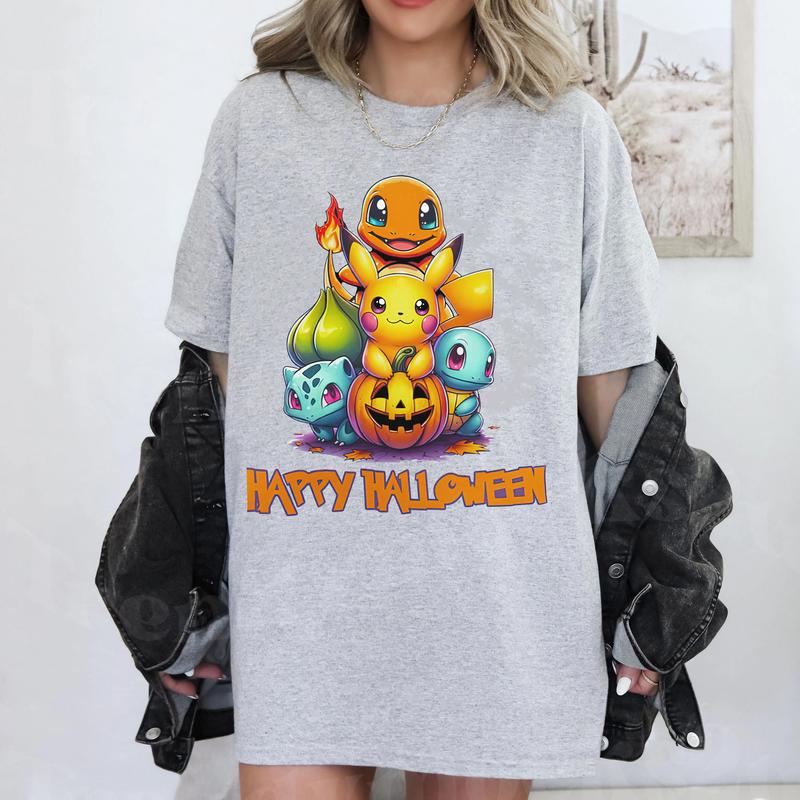 Happy Halloween POkemon Legends Unisex Anime T-Shirt,Crewneck,Hoodie,H-C-738