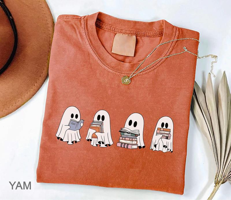 Cute Ghost Reading Books Halloween T-shirt,Crewneck,Hoodie,TS-C-478