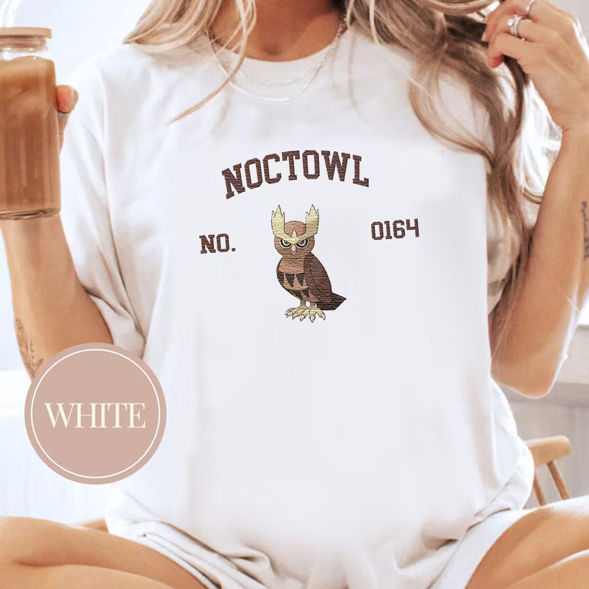 Noctowl Anime-Themed Embroidered T-Shirt,Crewneck,Hoodie-Trendy Versatile and a Thoughtful Gift for Friends,H-C-1842