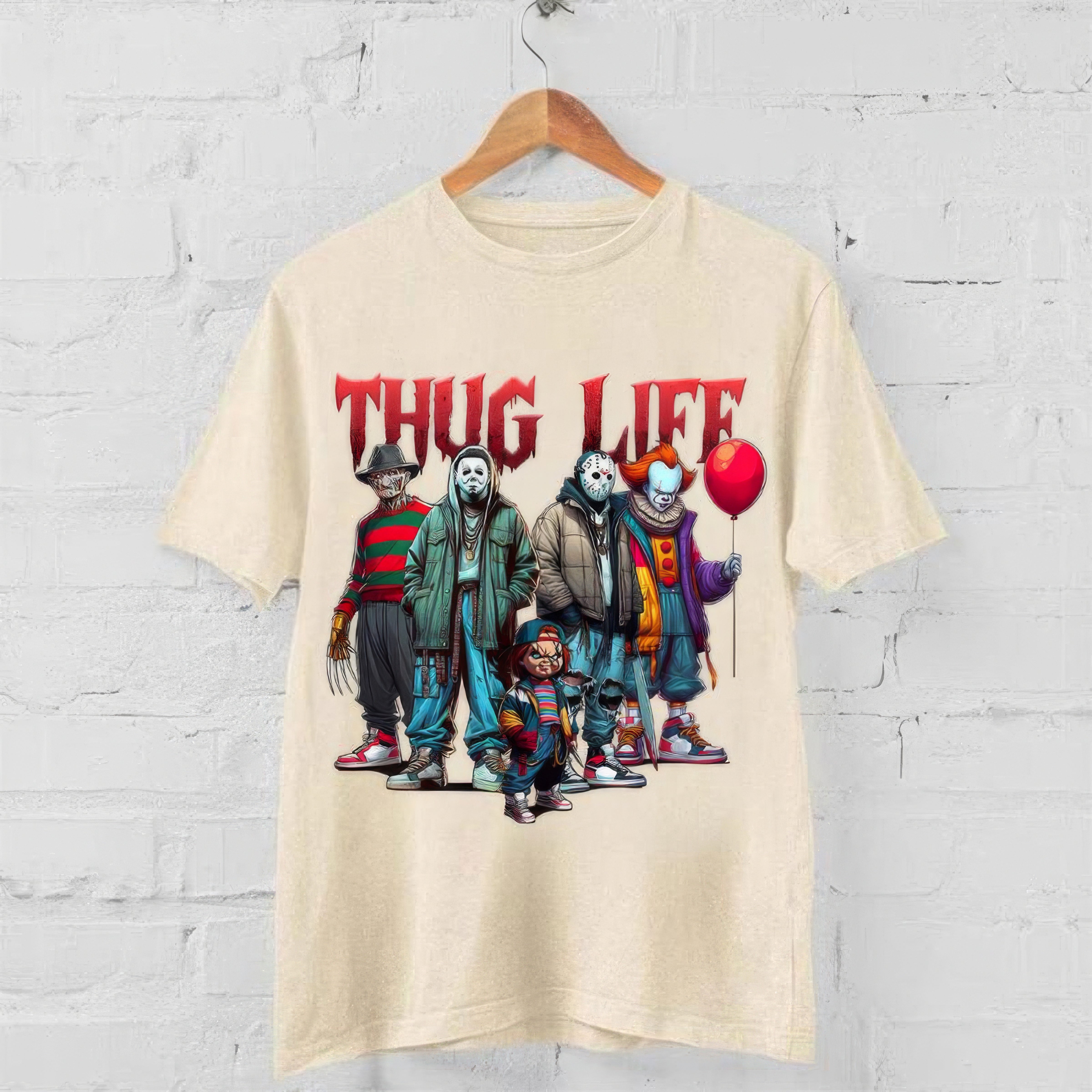 Sweat à capuche avec personnages d'horreur d'Halloween THUG LIFE, TS-C-103