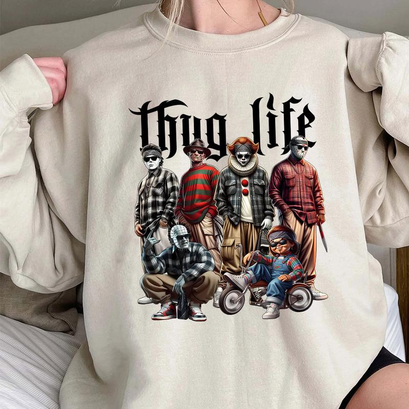 Halloween Thug Life Horror Characters Graphic T-Shirt,Crewneck,Hoodie,TS-C-285