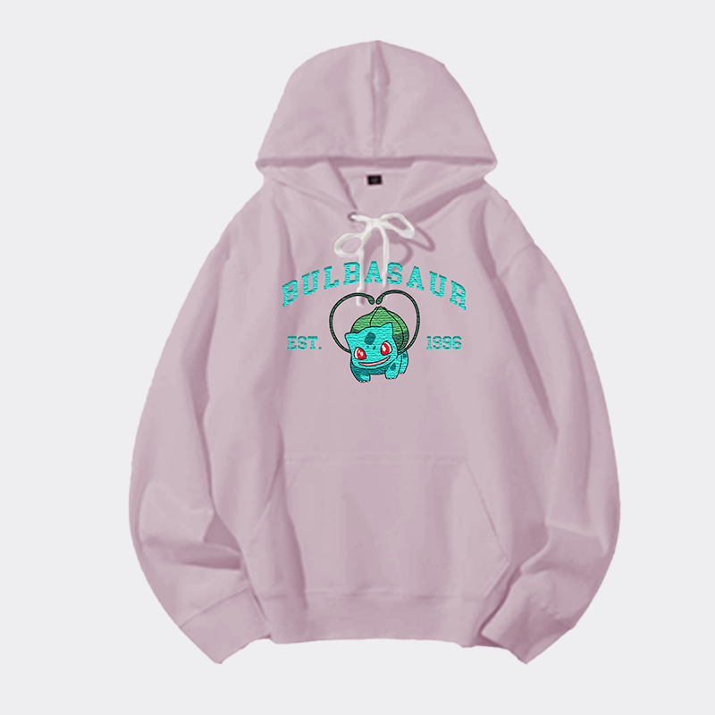 Bulbasaur Adorable Anime-Themed Embroidered T-Shirt,Crewneck,Hoodie-Trendy Versatile and a Thoughtful Gift for Friends,H-C-713