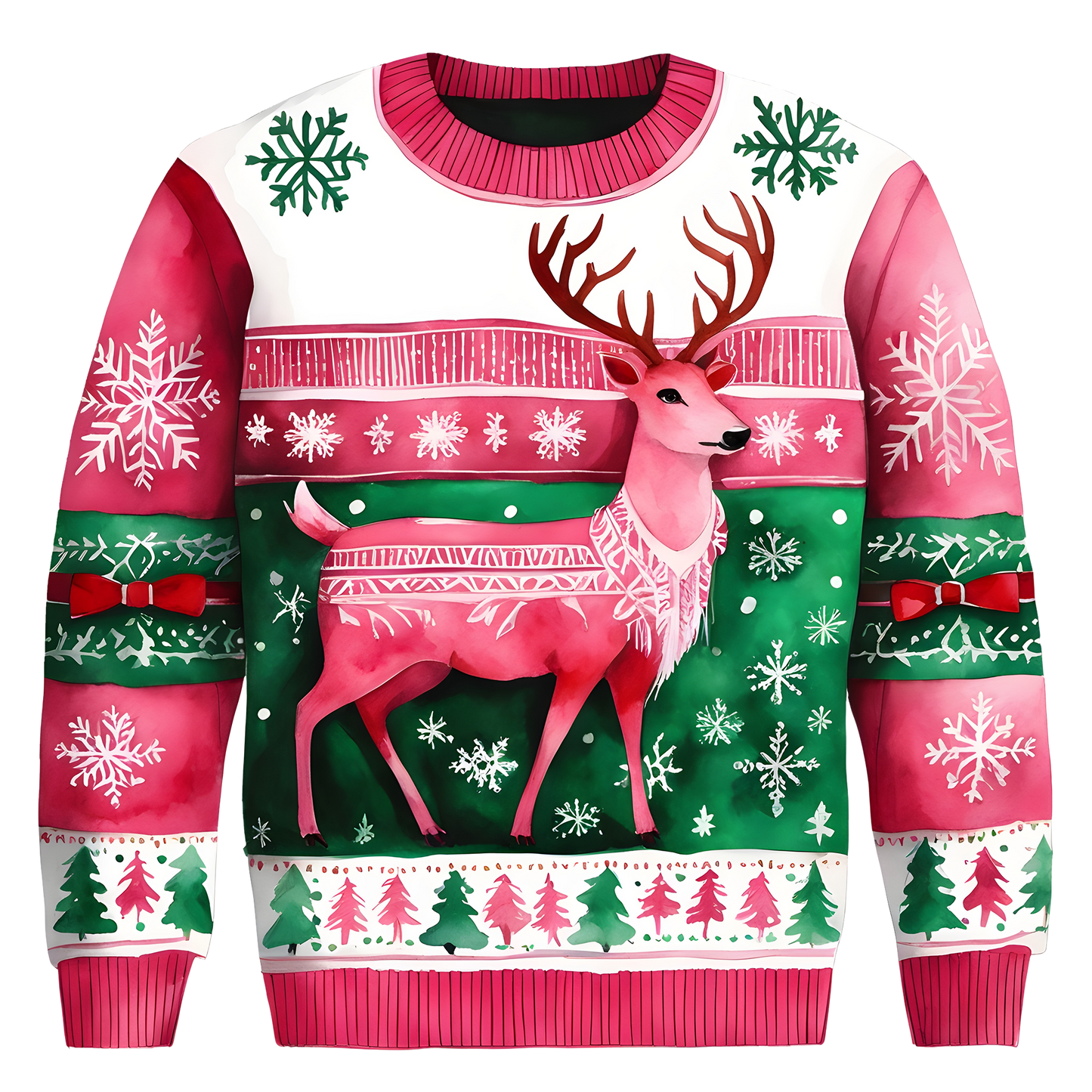 Cheerful Reindeer Colorful Ugly Christmas Sweater,Adorable Holiday Edition,TS-C-688