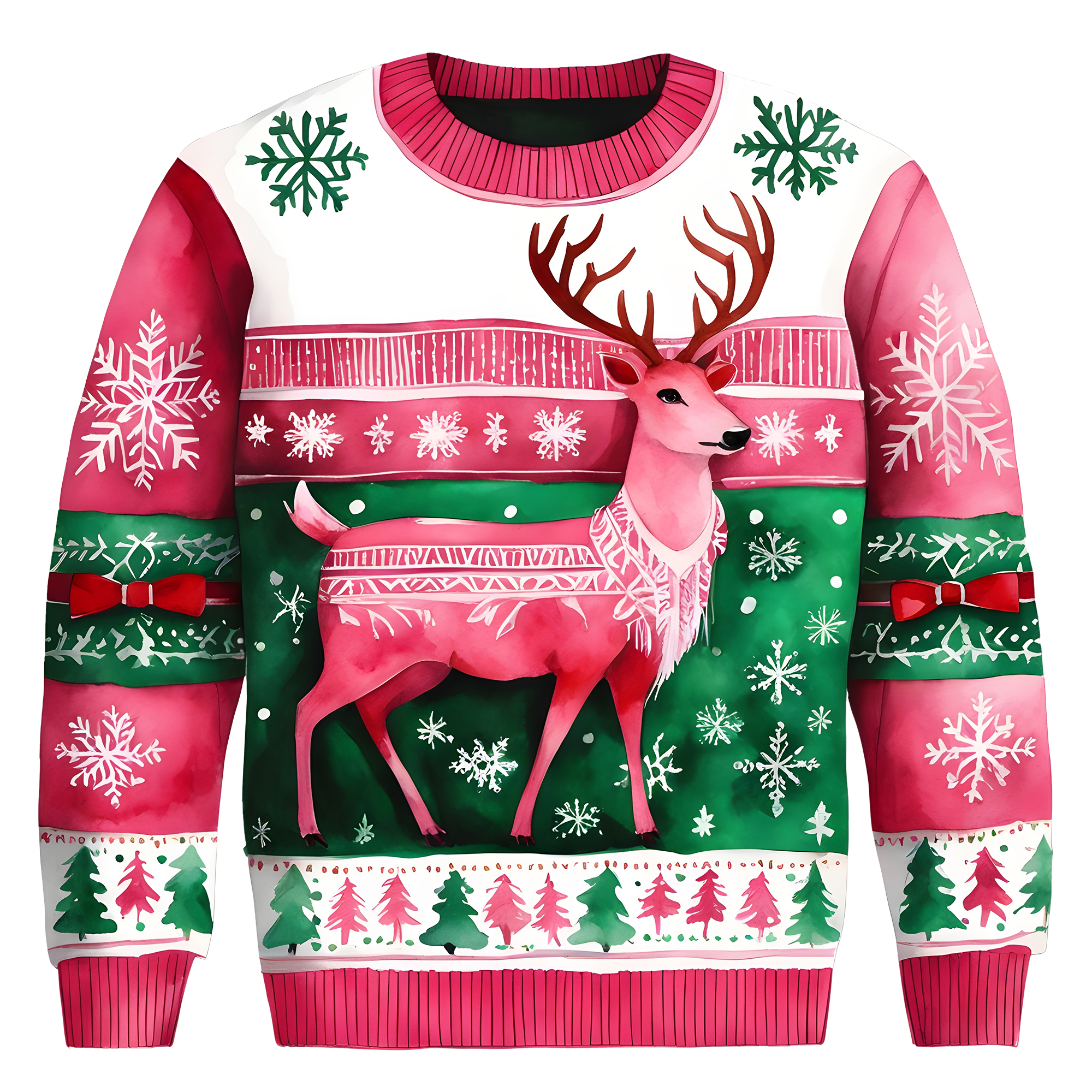 Cheerful Reindeer Colorful Ugly Christmas Sweater,Adorable Holiday Edition,TS-C-688