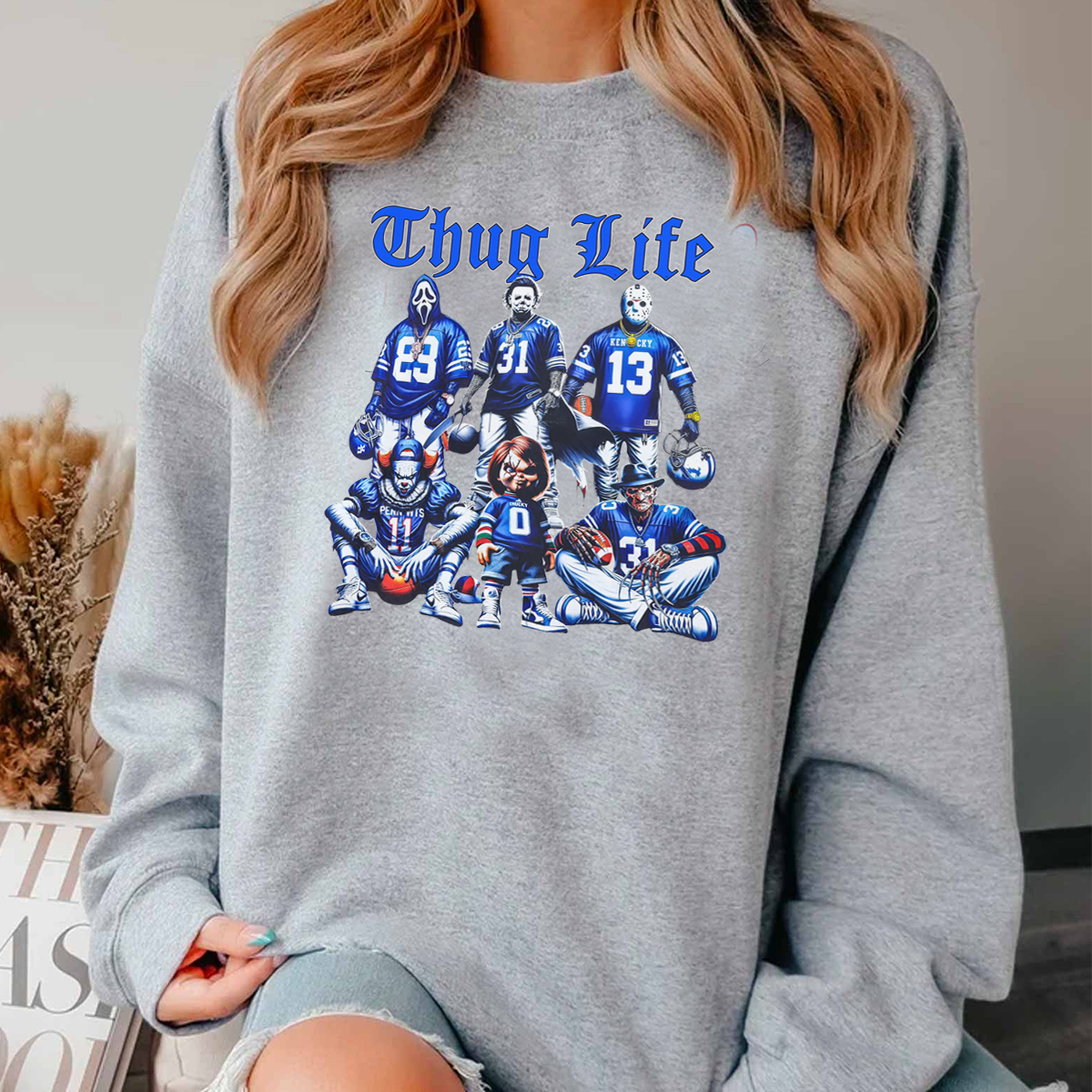 Sweat à capuche avec personnages d'horreur d'Halloween THUG LIFE, TS-C-103