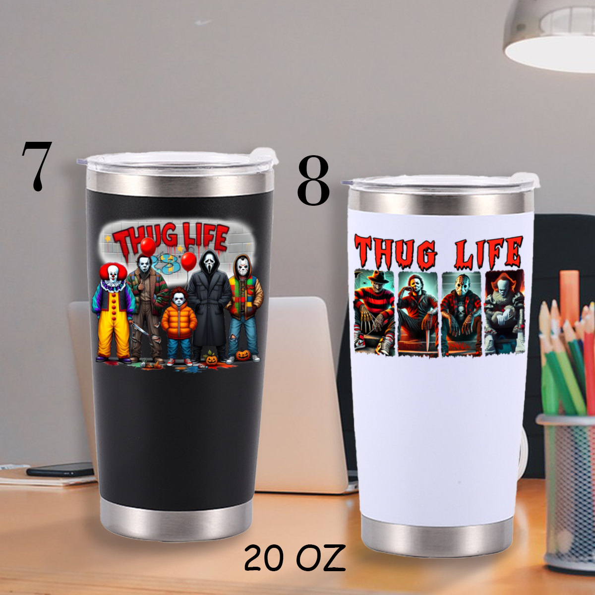 Thug Life Horror Character Halloween Tumbler For Gift,D-C-457