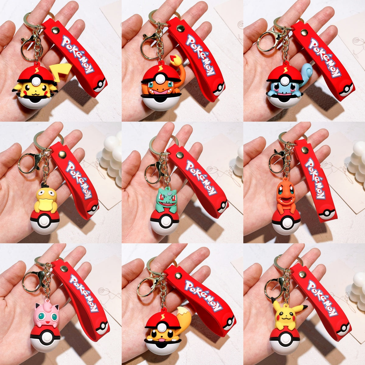 Creative Pokémon Poké Ball PVC Keychain,Cute Pokémon Pendant Anime Merchandise Fan Gift,004