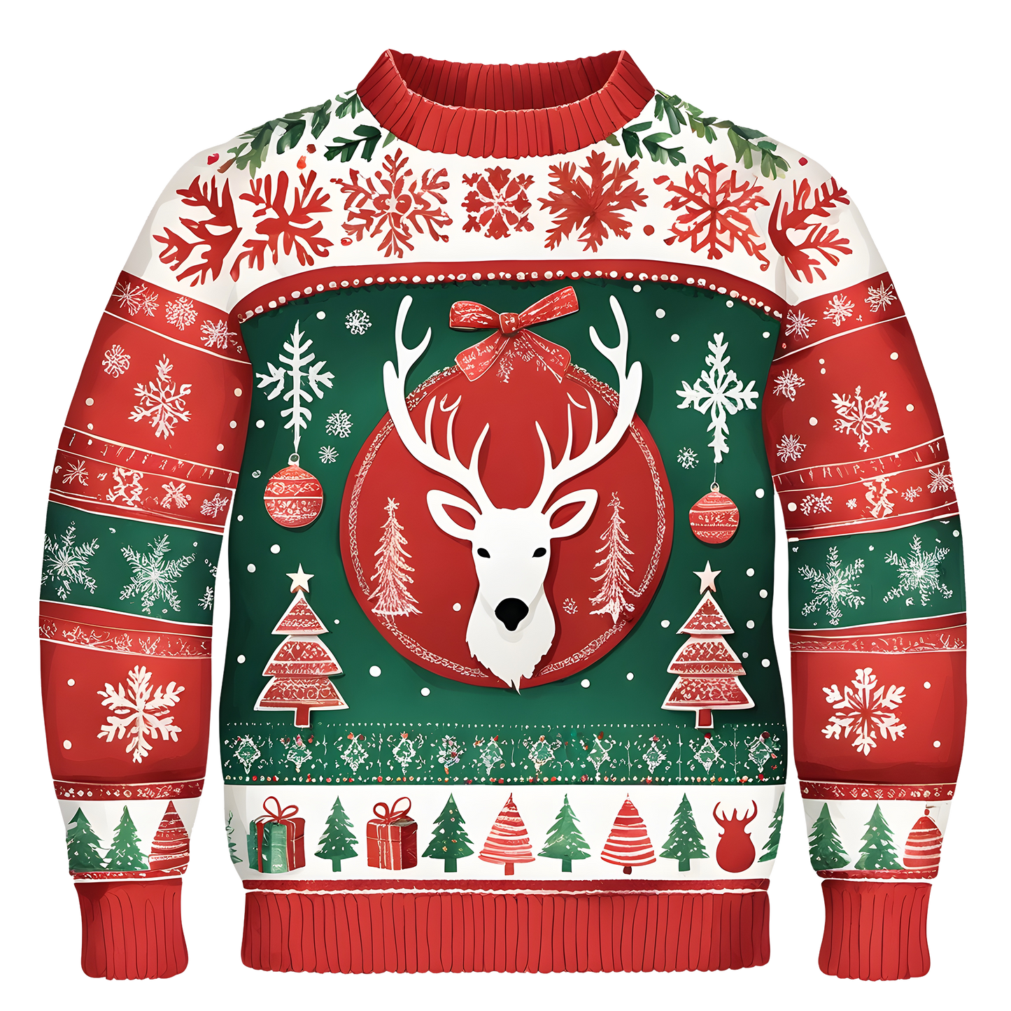 Cheerful Reindeer Colorful Ugly Christmas Sweater,Adorable Holiday Edition,TS-C-687