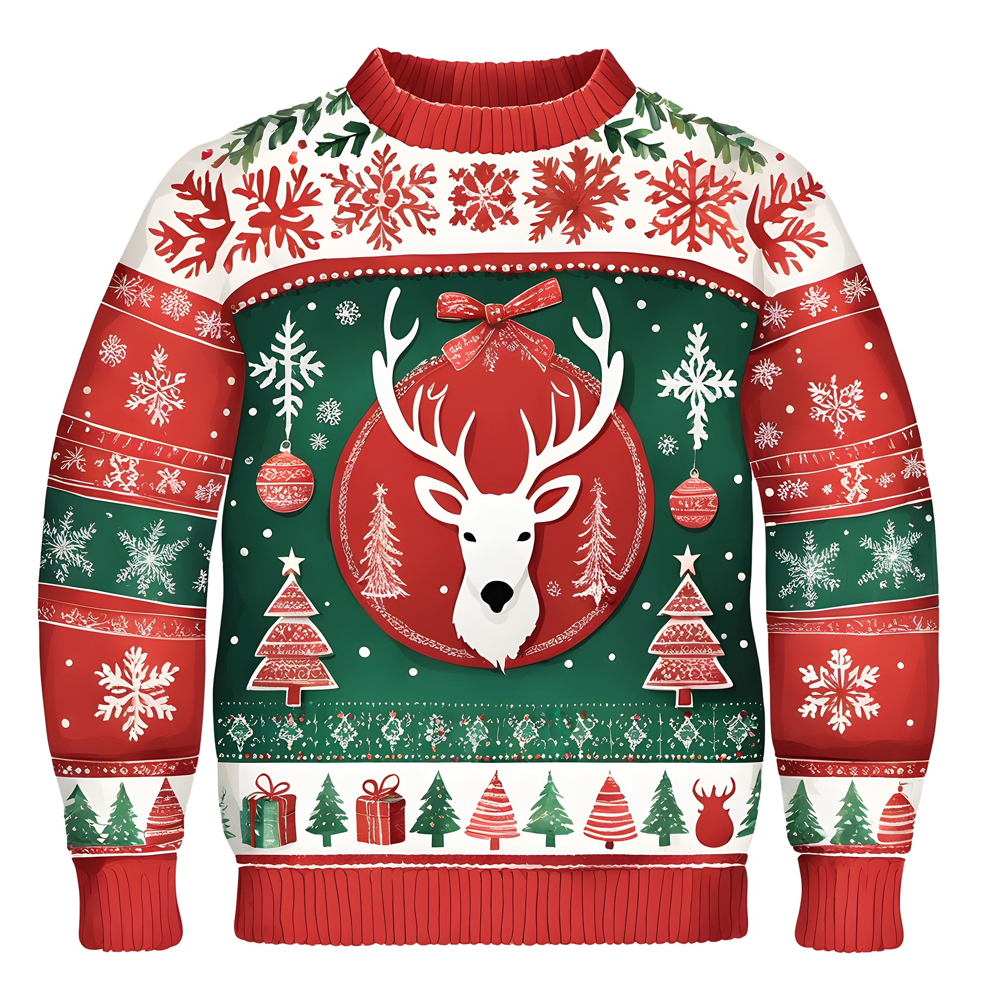 Cheerful Reindeer Colorful Ugly Christmas Sweater,Adorable Holiday Edition,TS-C-687