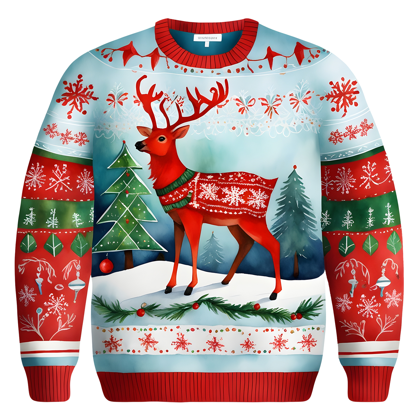 Cheerful Reindeer Colorful Ugly Christmas Sweater,Adorable Holiday Edition,TS-C-689