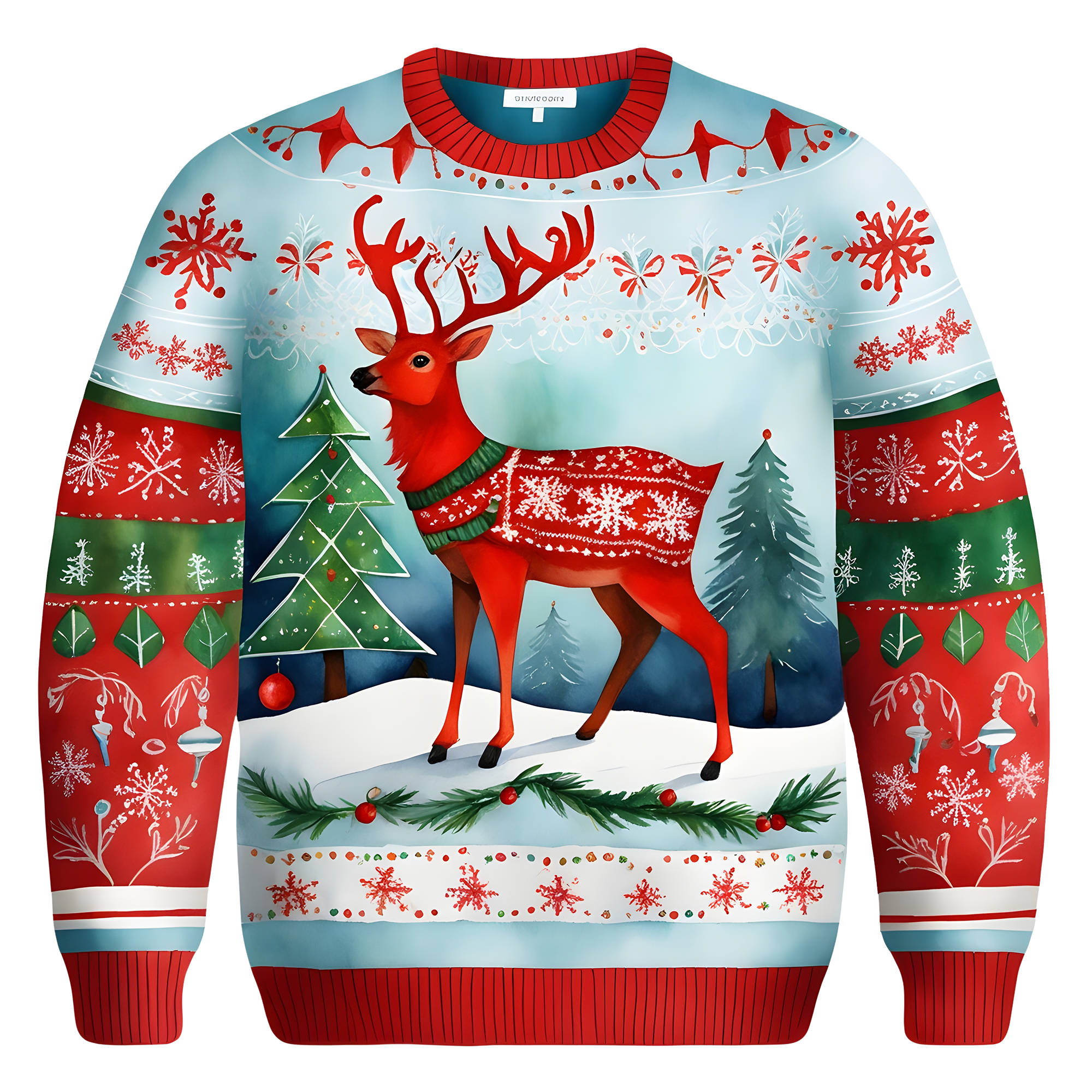 Cheerful Reindeer Colorful Ugly Christmas Sweater,Adorable Holiday Edition,TS-C-689